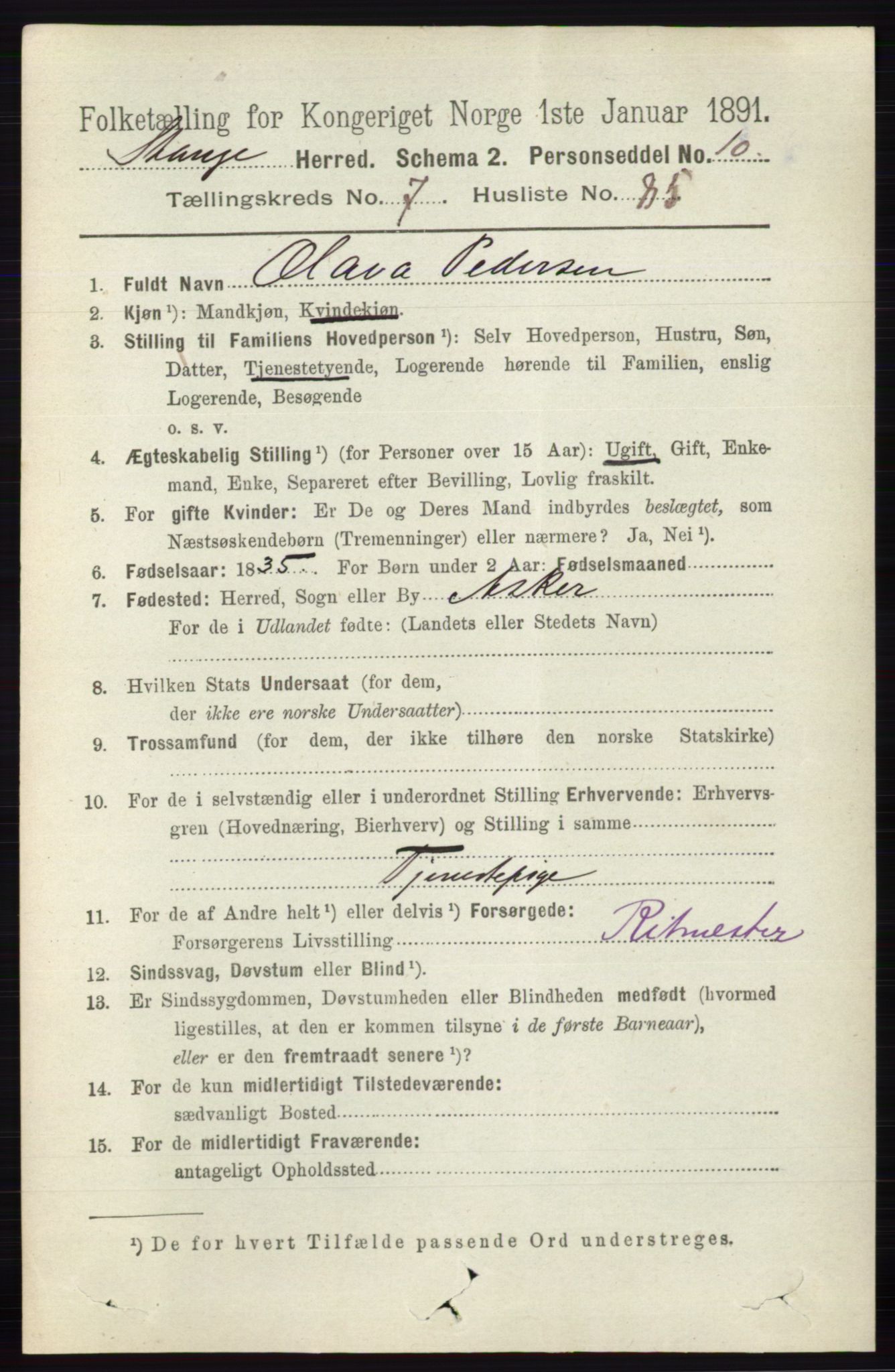 RA, 1891 census for 0417 Stange, 1891, p. 5239