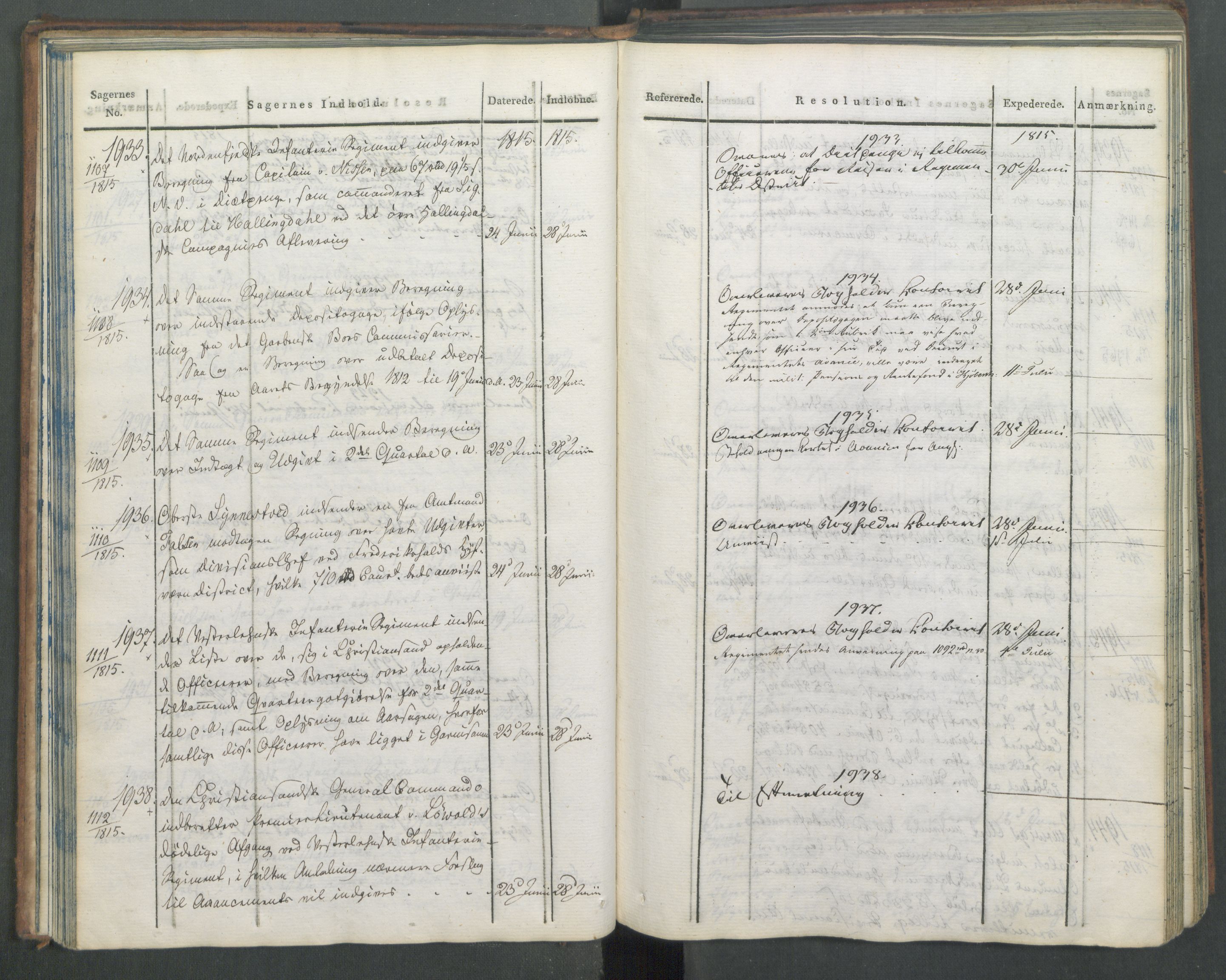 Armédepartementet, AV/RA-RAFA-3493/C/Ca/L0005: 6. Departements Journal, 1815