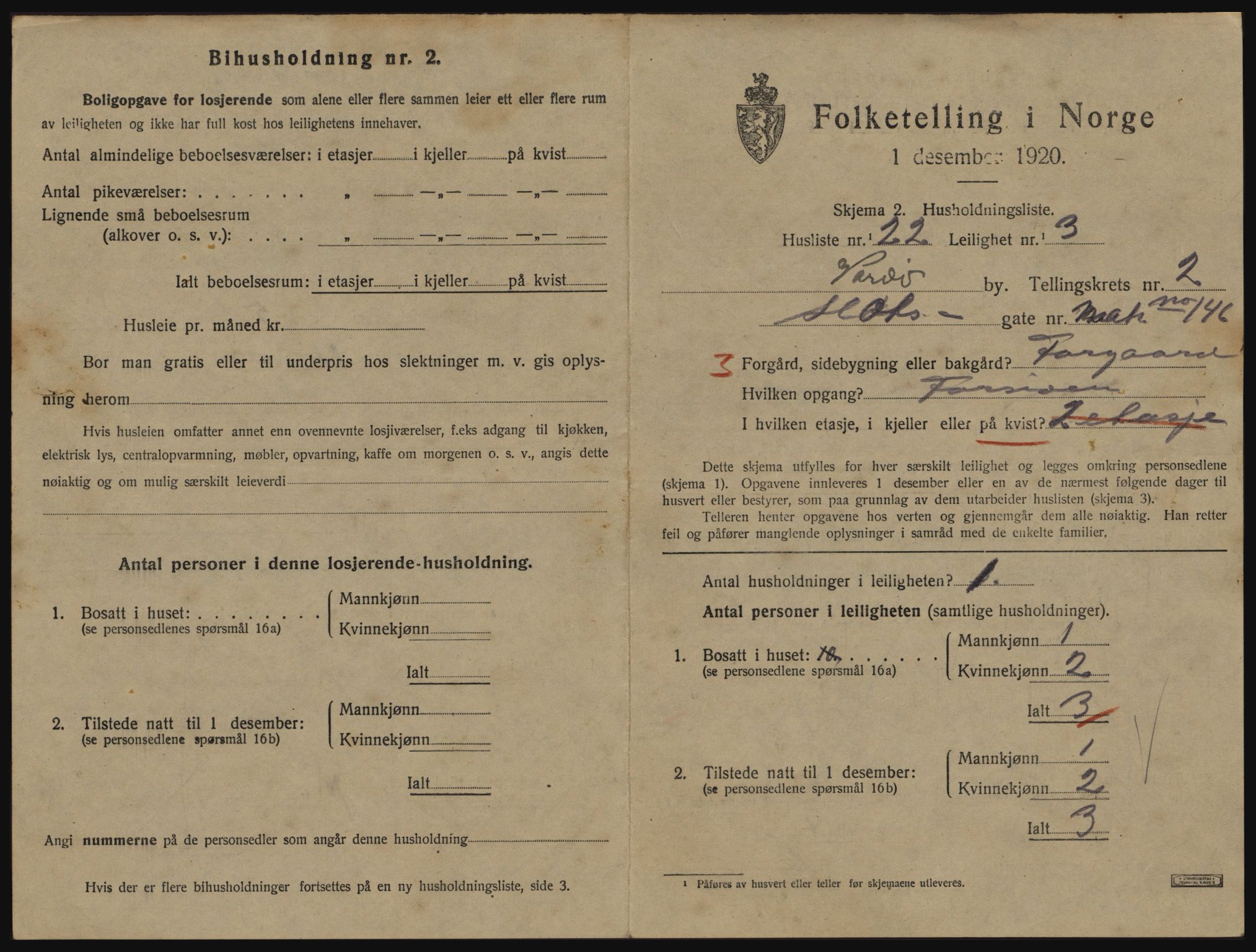 SATØ, 1920 census for Vardø, 1920, p. 1795