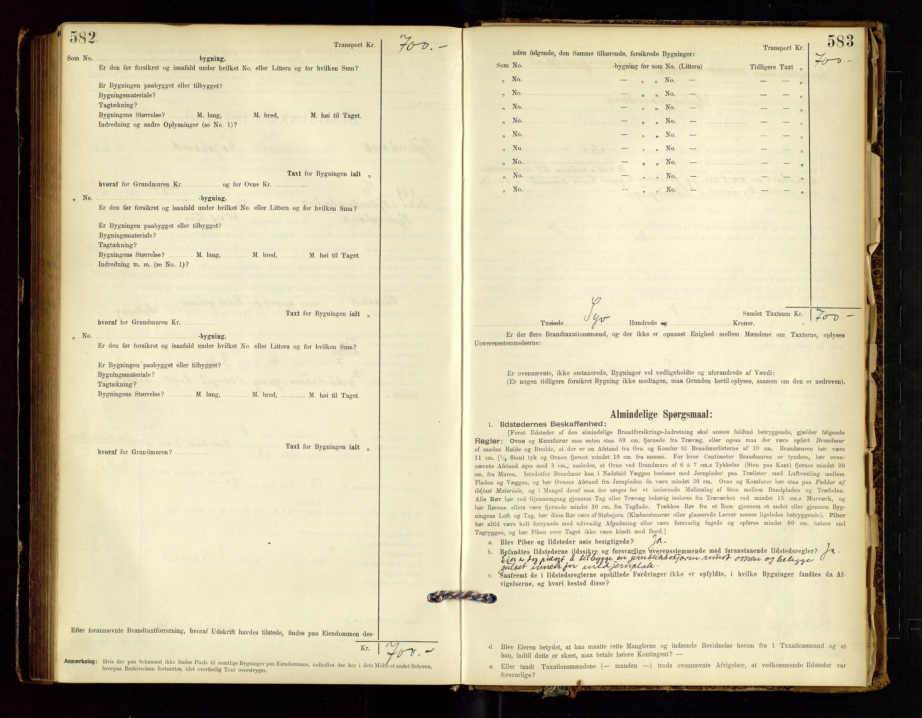 Hjelmeland lensmannskontor, AV/SAST-A-100439/Gob/L0001: "Brandtaxationsprotokol", 1895-1932, p. 582-583