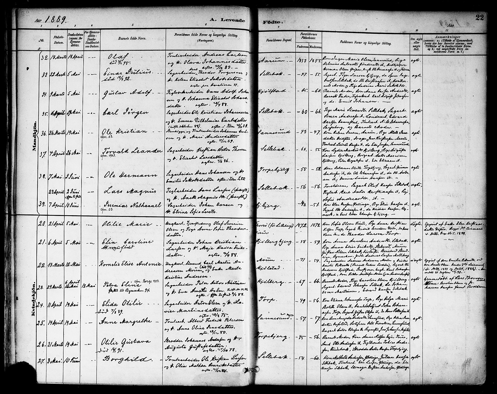 Borge prestekontor Kirkebøker, SAO/A-10903/F/Fa/L0008: Parish register (official) no. I 8A, 1887-1902, p. 22