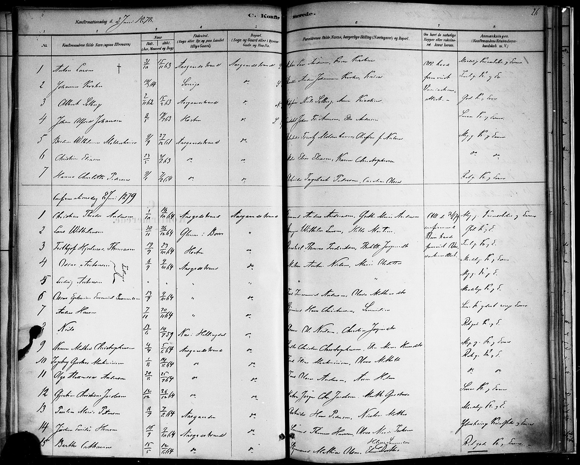 Borre kirkebøker, SAKO/A-338/F/Fb/L0001: Parish register (official) no. II 1, 1878-1892, p. 26