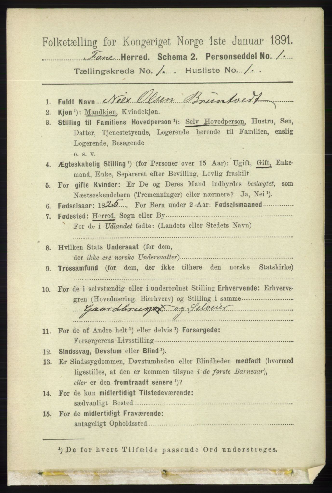 RA, 1891 census for 1249 Fana, 1891, p. 87