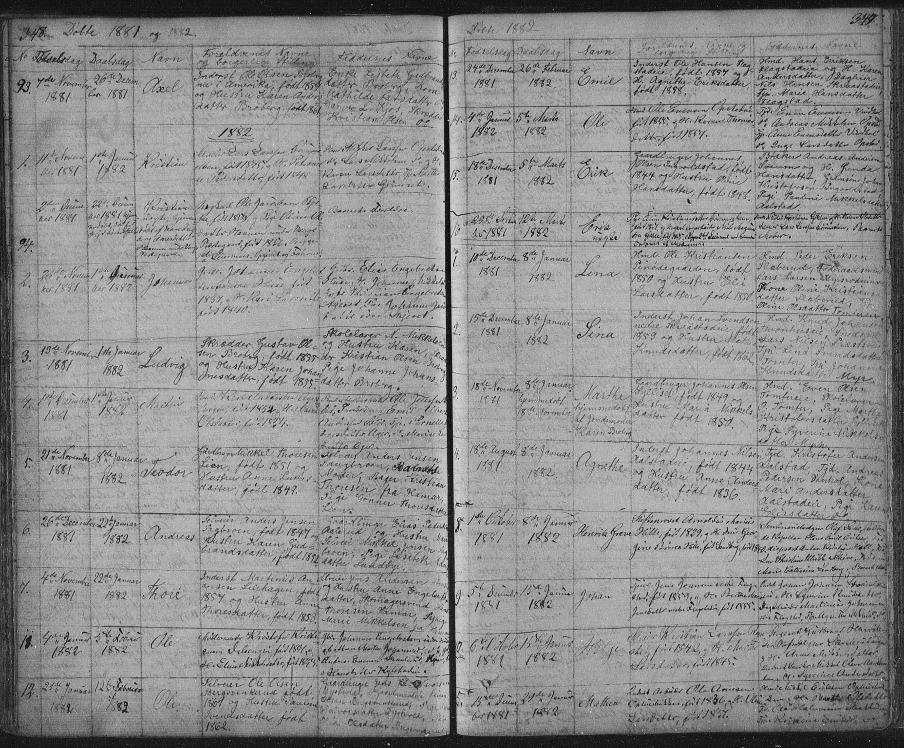 Vang prestekontor, Hedmark, SAH/PREST-008/H/Ha/Hab/L0010A: Parish register (copy) no. 10a, 1854-1896, p. 348-349