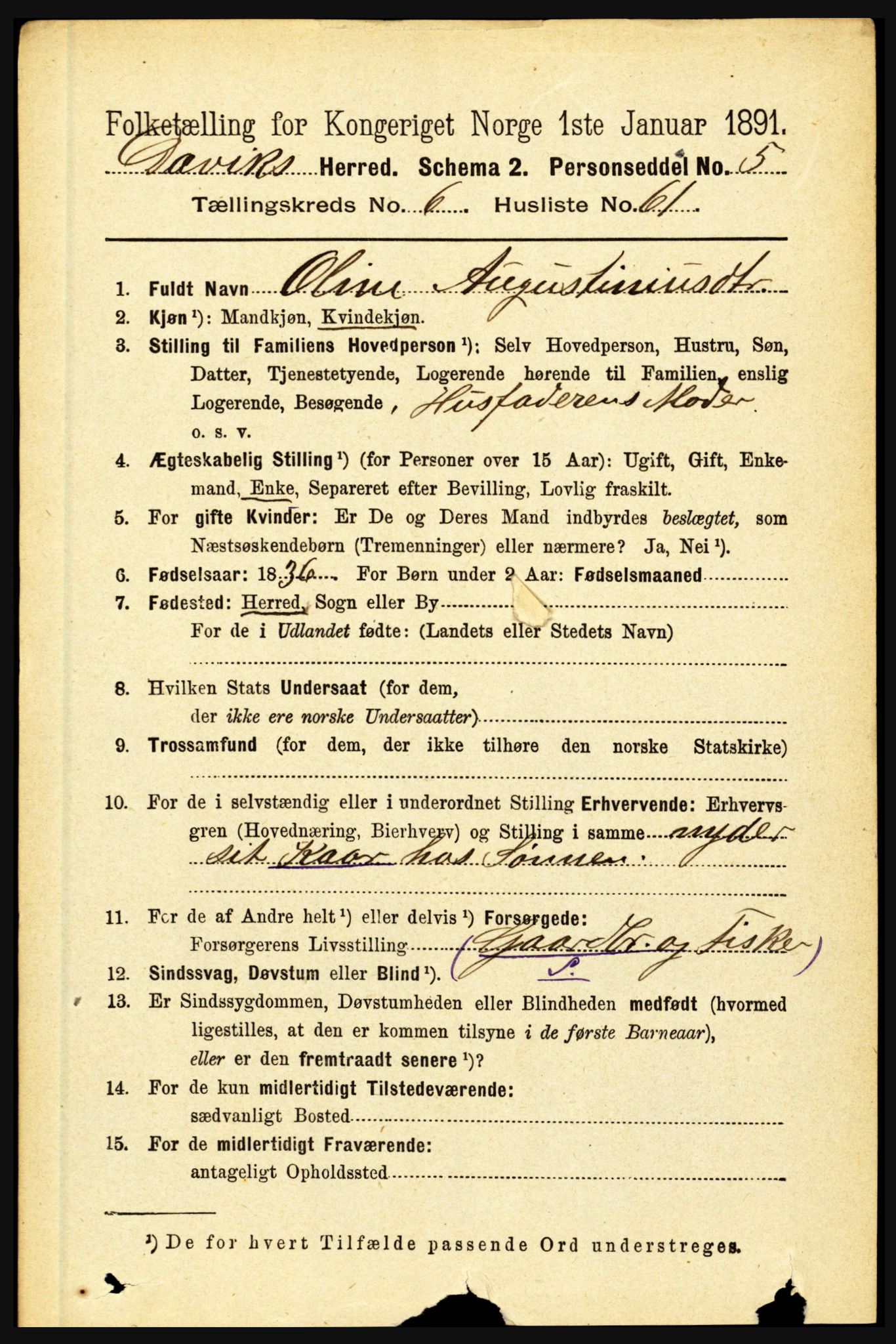 RA, 1891 census for 1442 Davik, 1891, p. 2667