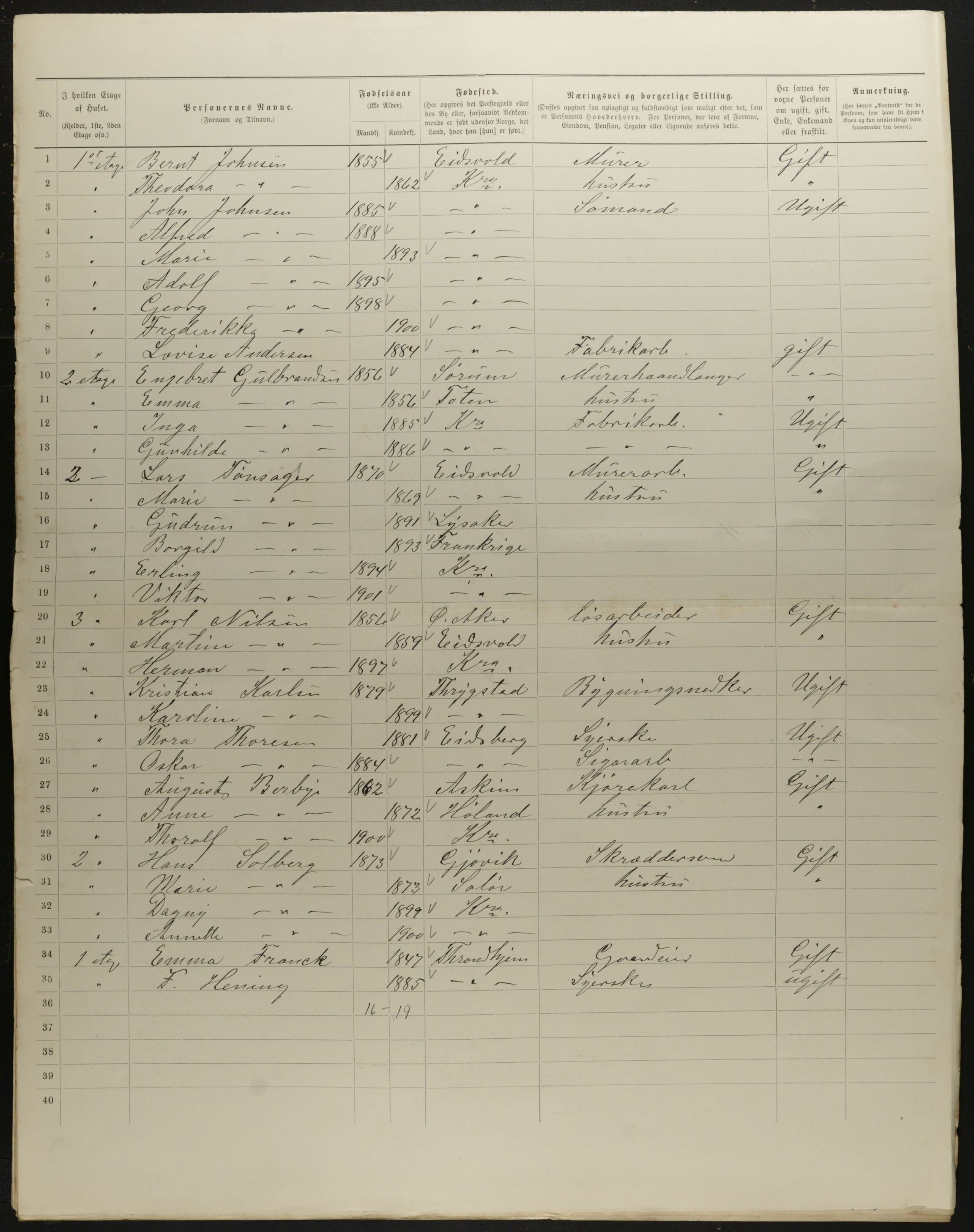 OBA, Municipal Census 1901 for Kristiania, 1901, p. 5308