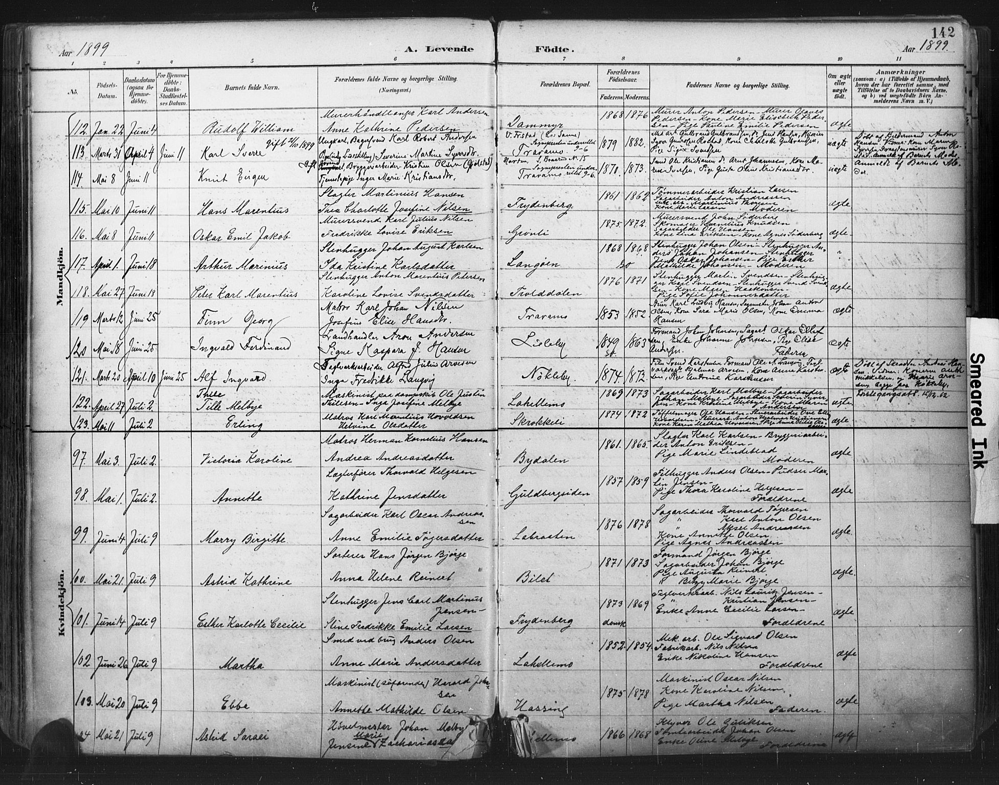 Glemmen prestekontor Kirkebøker, AV/SAO-A-10908/F/Fa/L0013: Parish register (official) no. 13, 1892-1907, p. 142