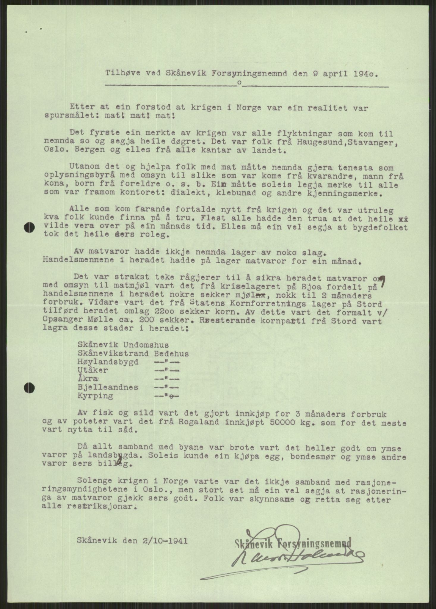 Forsvaret, Forsvarets krigshistoriske avdeling, AV/RA-RAFA-2017/Y/Ya/L0015: II-C-11-31 - Fylkesmenn.  Rapporter om krigsbegivenhetene 1940., 1940, p. 405