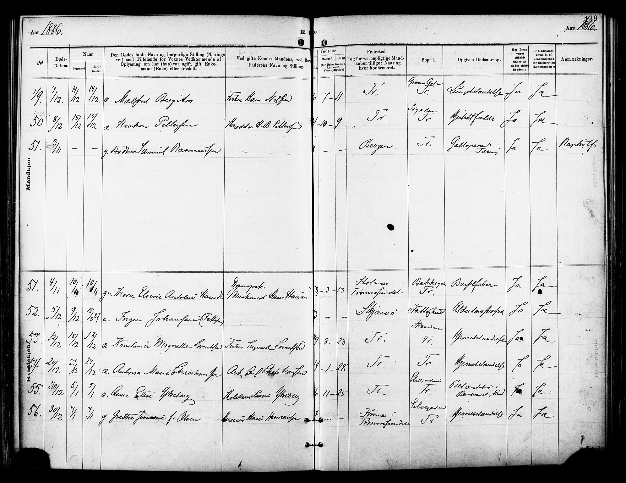 Tromsø sokneprestkontor/stiftsprosti/domprosti, SATØ/S-1343/G/Ga/L0014kirke: Parish register (official) no. 14, 1878-1888, p. 139