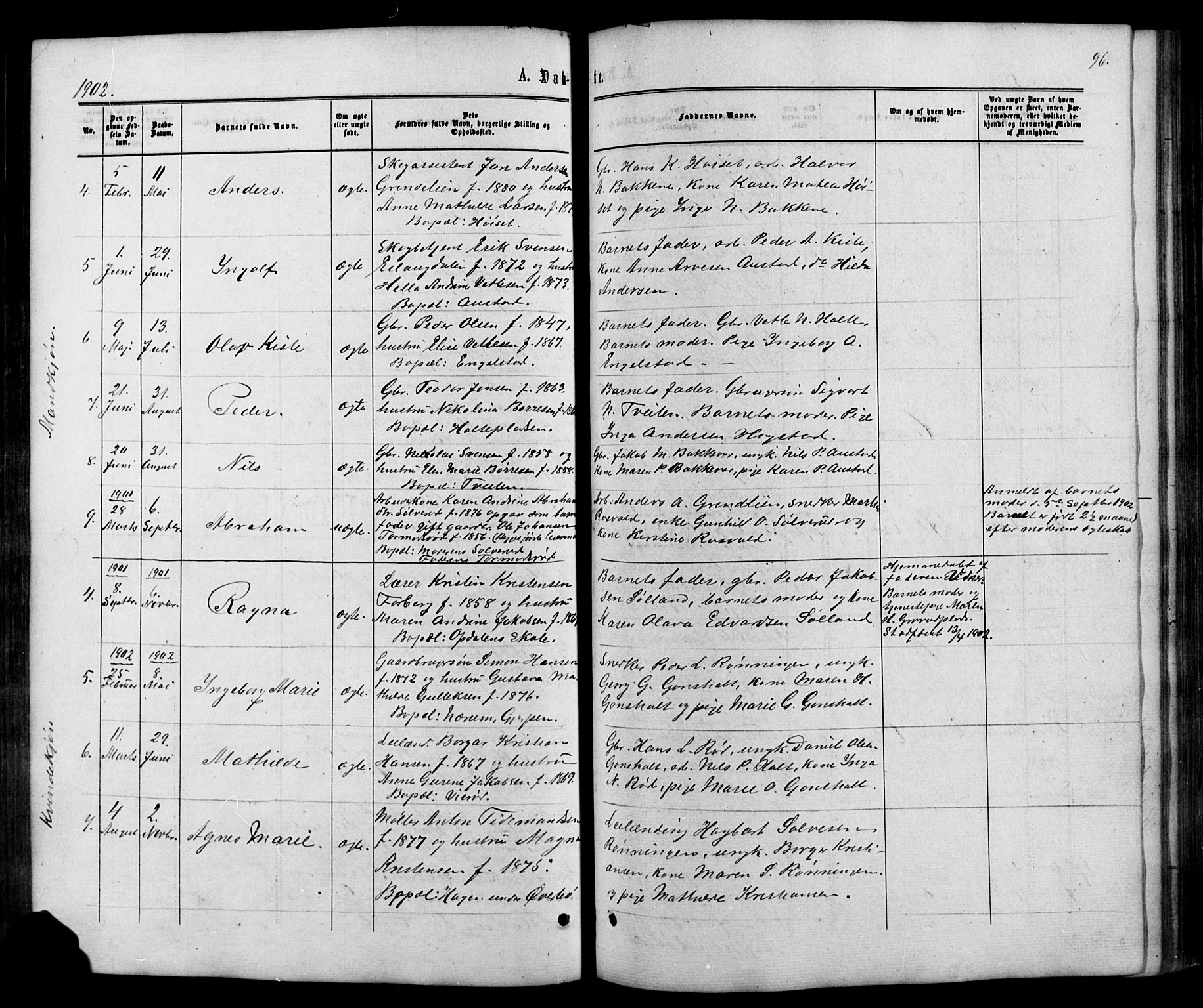 Siljan kirkebøker, SAKO/A-300/G/Ga/L0002: Parish register (copy) no. 2, 1864-1908, p. 96