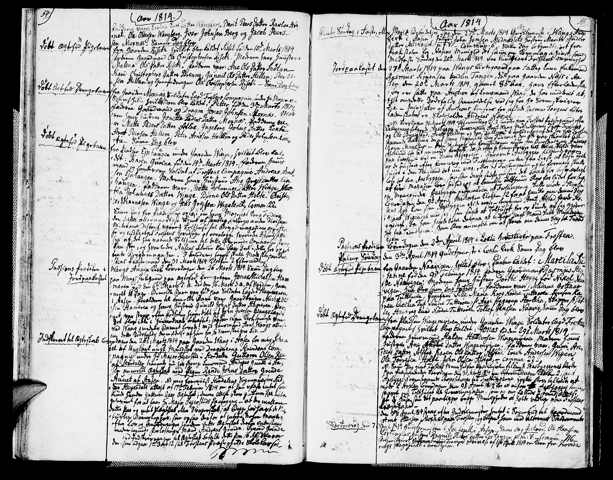 Ministerialprotokoller, klokkerbøker og fødselsregistre - Nord-Trøndelag, SAT/A-1458/713/L0111: Parish register (official) no. 713A03, 1812-1816, p. 54-55