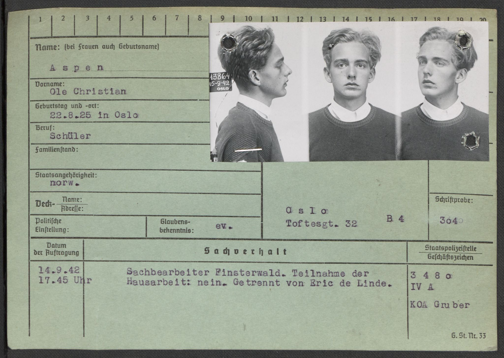 Befehlshaber der Sicherheitspolizei und des SD, AV/RA-RAFA-5969/E/Ea/Eaa/L0001: Register over norske fanger i Møllergata 19: A-Bj, 1940-1945, p. 672