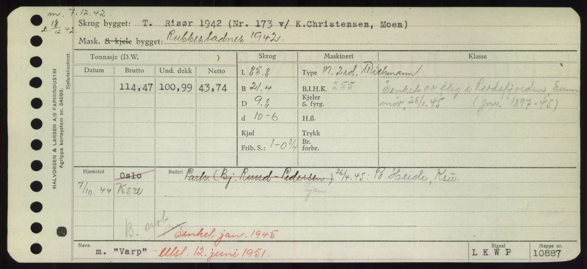 Sjøfartsdirektoratet med forløpere, Skipsmålingen, RA/S-1627/H/Hd/L0040: Fartøy, U-Ve, p. 393