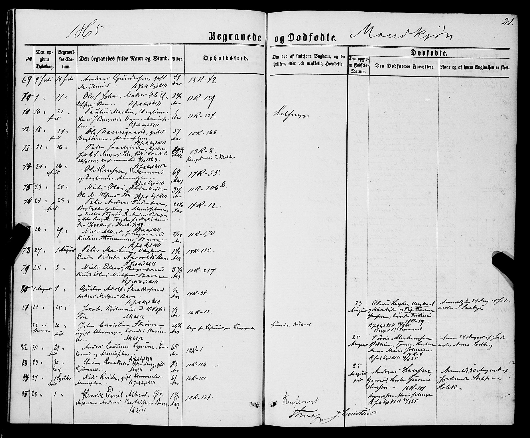 Domkirken sokneprestembete, AV/SAB-A-74801/H/Haa/L0042: Parish register (official) no. E 3, 1863-1876, p. 21