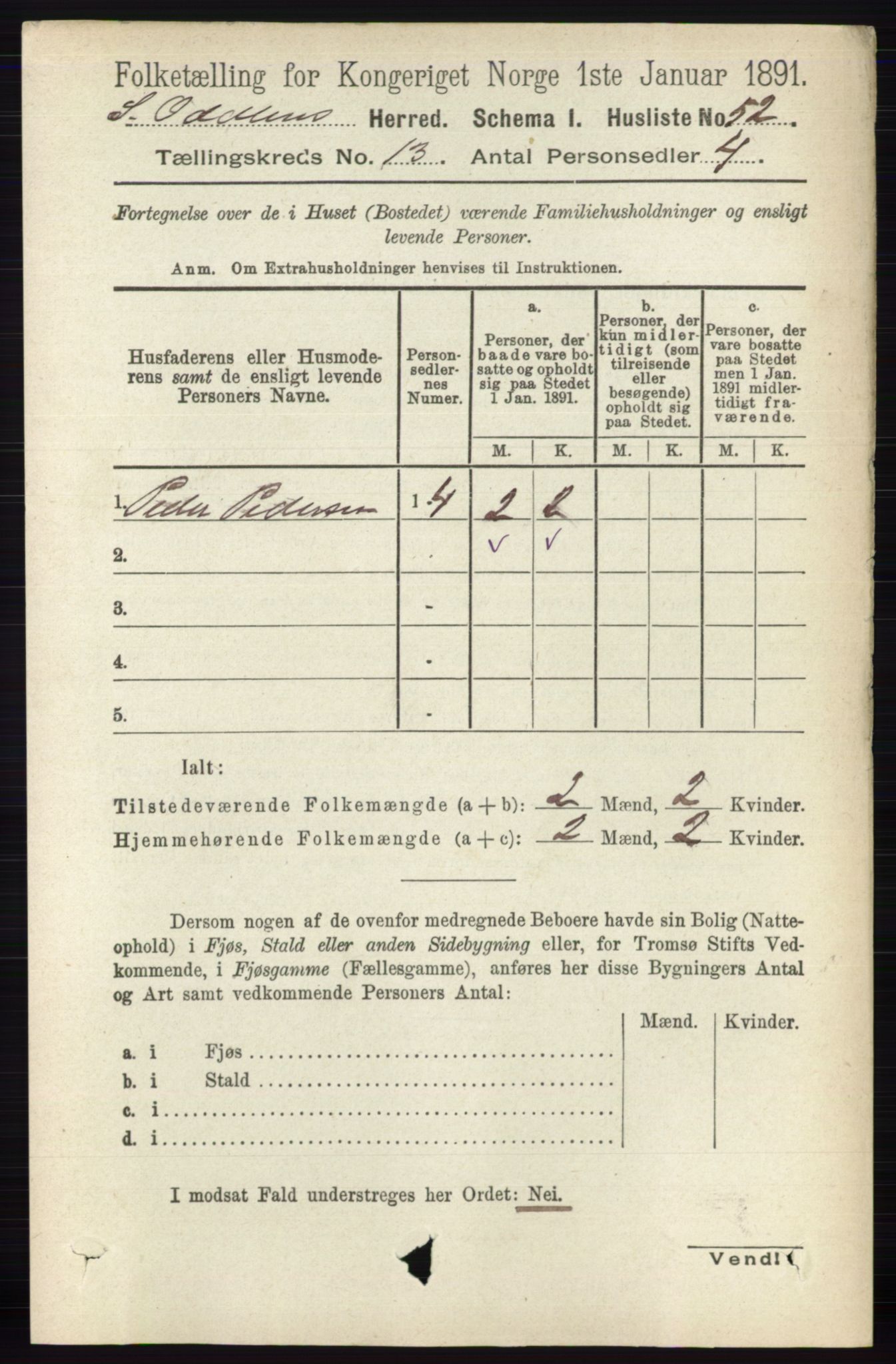 RA, 1891 census for 0419 Sør-Odal, 1891, p. 5558