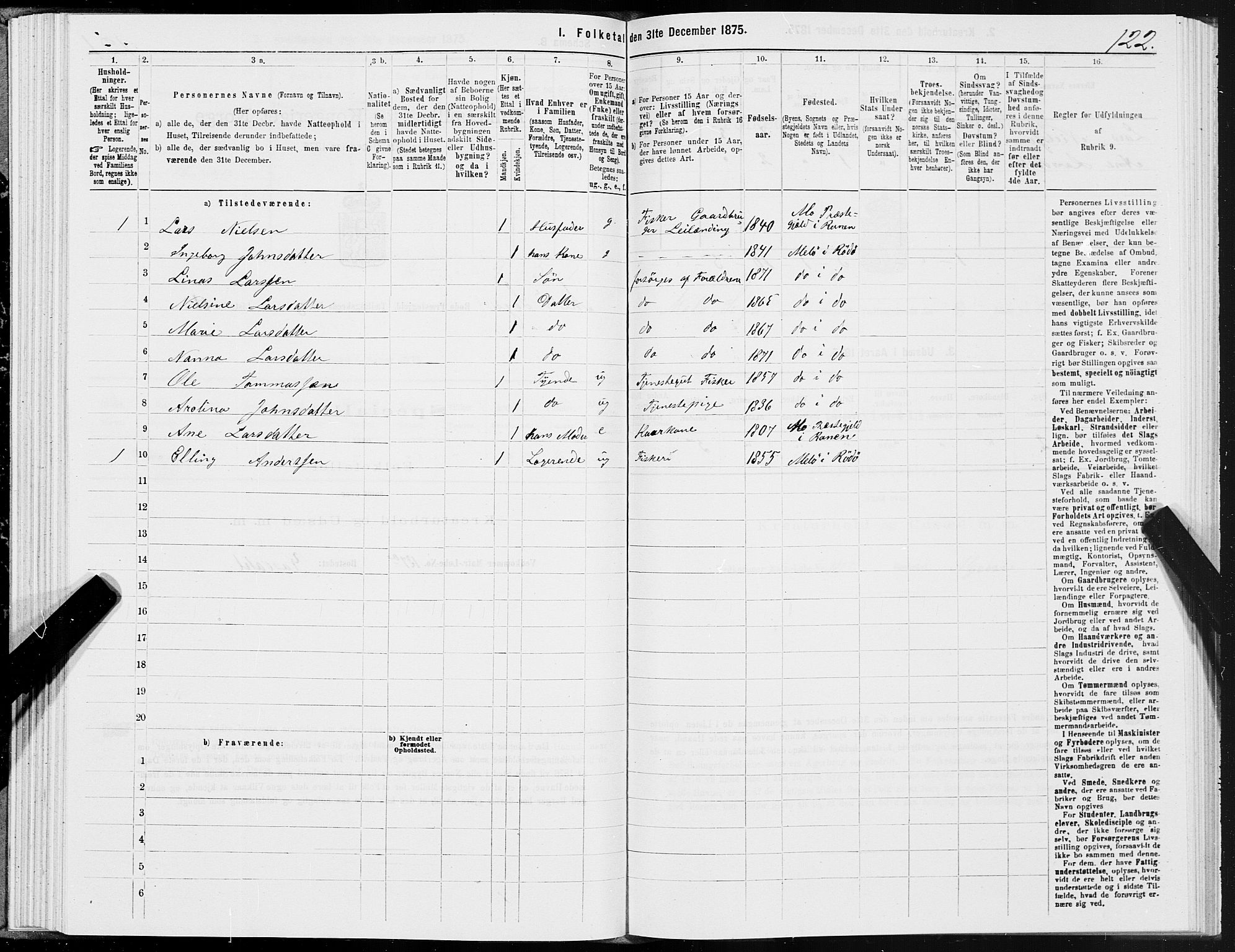 SAT, 1875 census for 1836P Rødøy, 1875, p. 4122