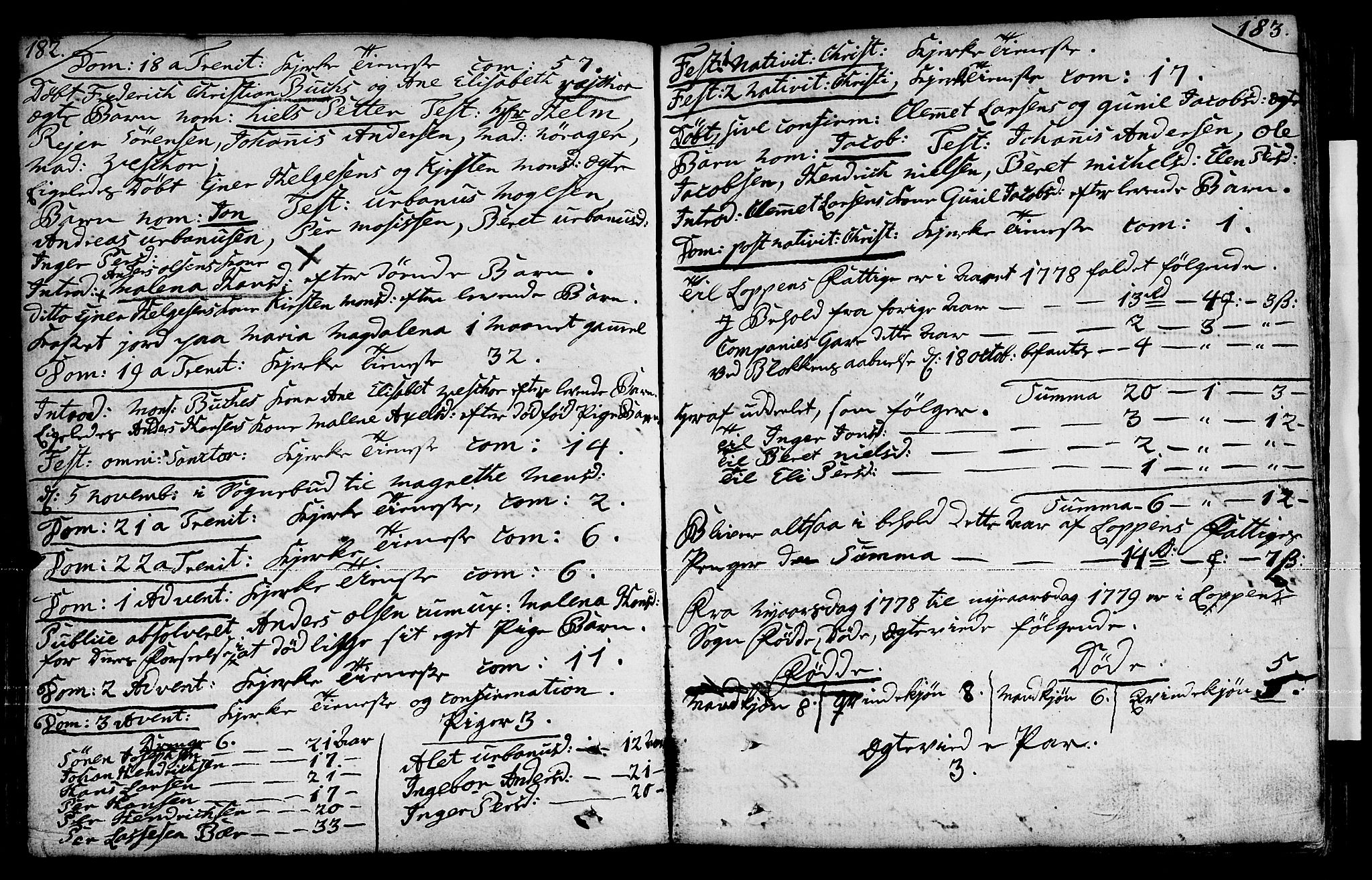 Loppa sokneprestkontor, AV/SATØ-S-1339/H/Ha/L0001kirke: Parish register (official) no. 1 /1, 1753-1784, p. 182-183