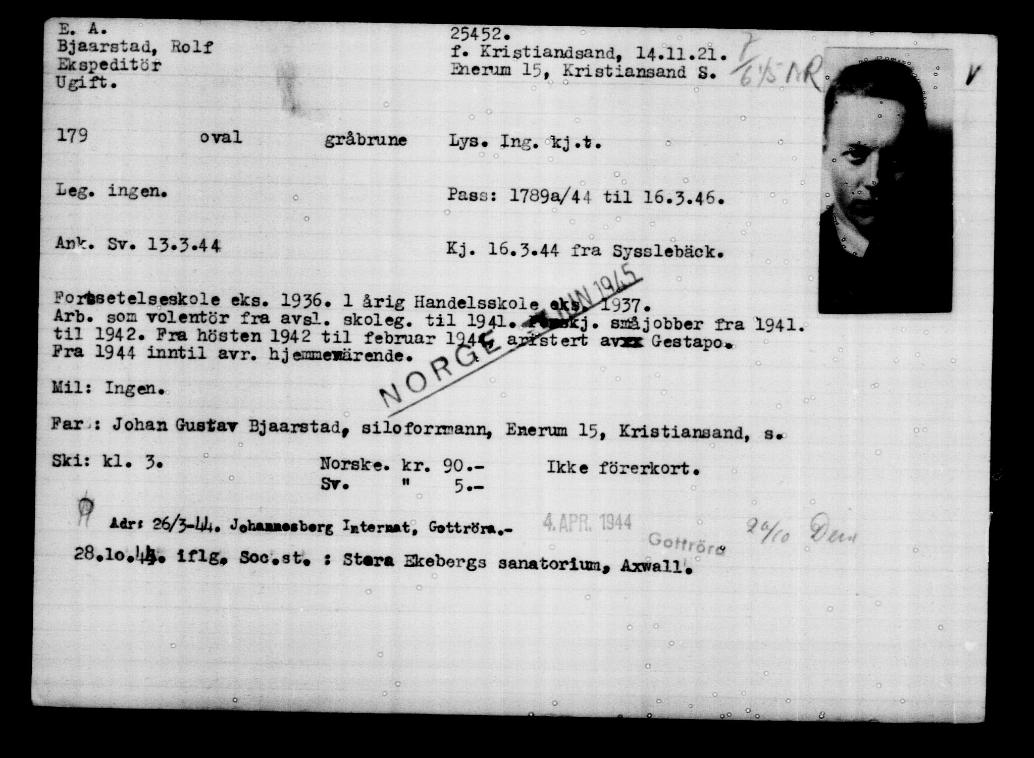 Den Kgl. Norske Legasjons Flyktningskontor, AV/RA-S-6753/V/Va/L0011: Kjesäterkartoteket.  Flyktningenr. 25300-28349, 1940-1945, p. 158