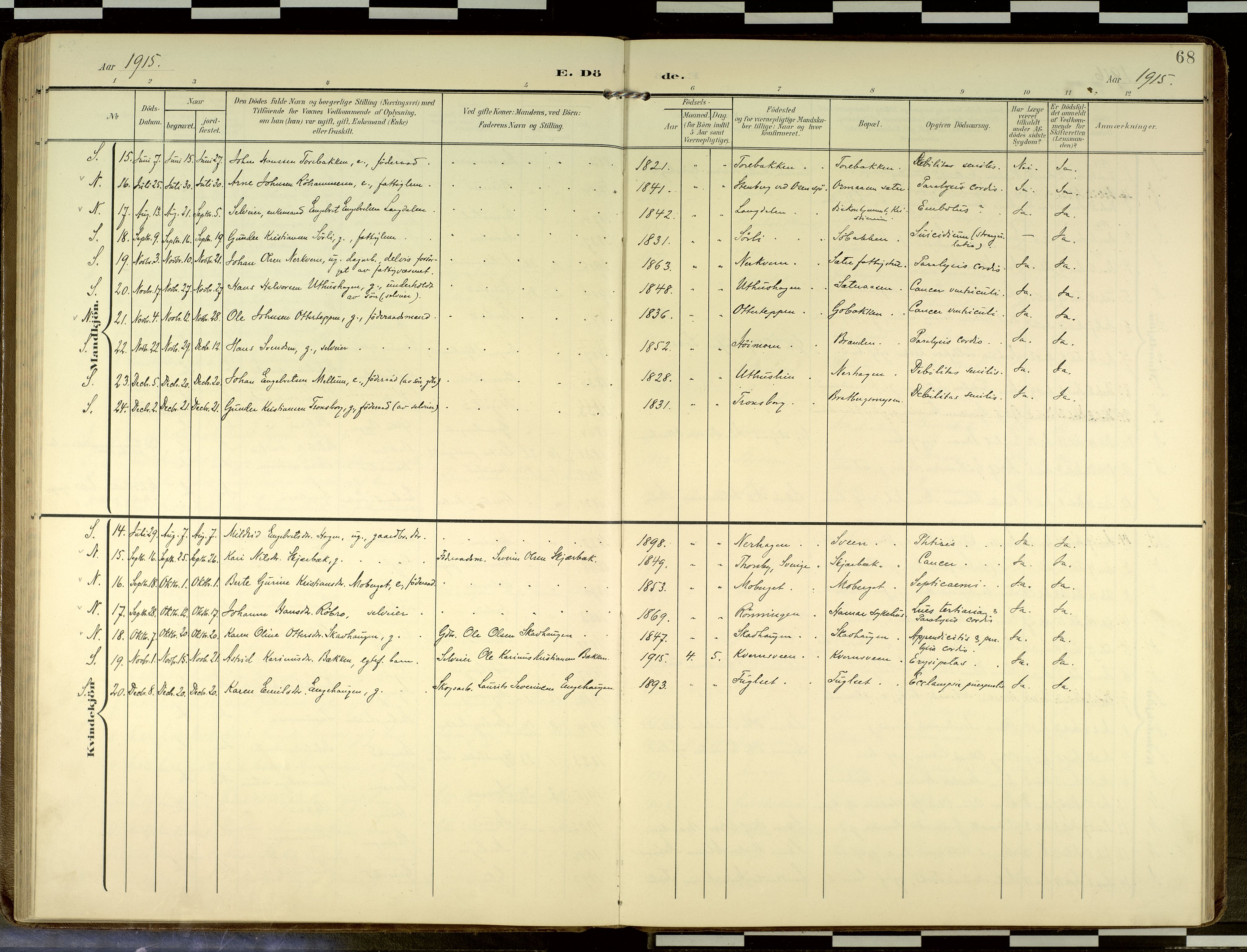 Elverum prestekontor, AV/SAH-PREST-044/H/Ha/Haa/L0019: Parish register (official) no. 19, 1903-1926, p. 68