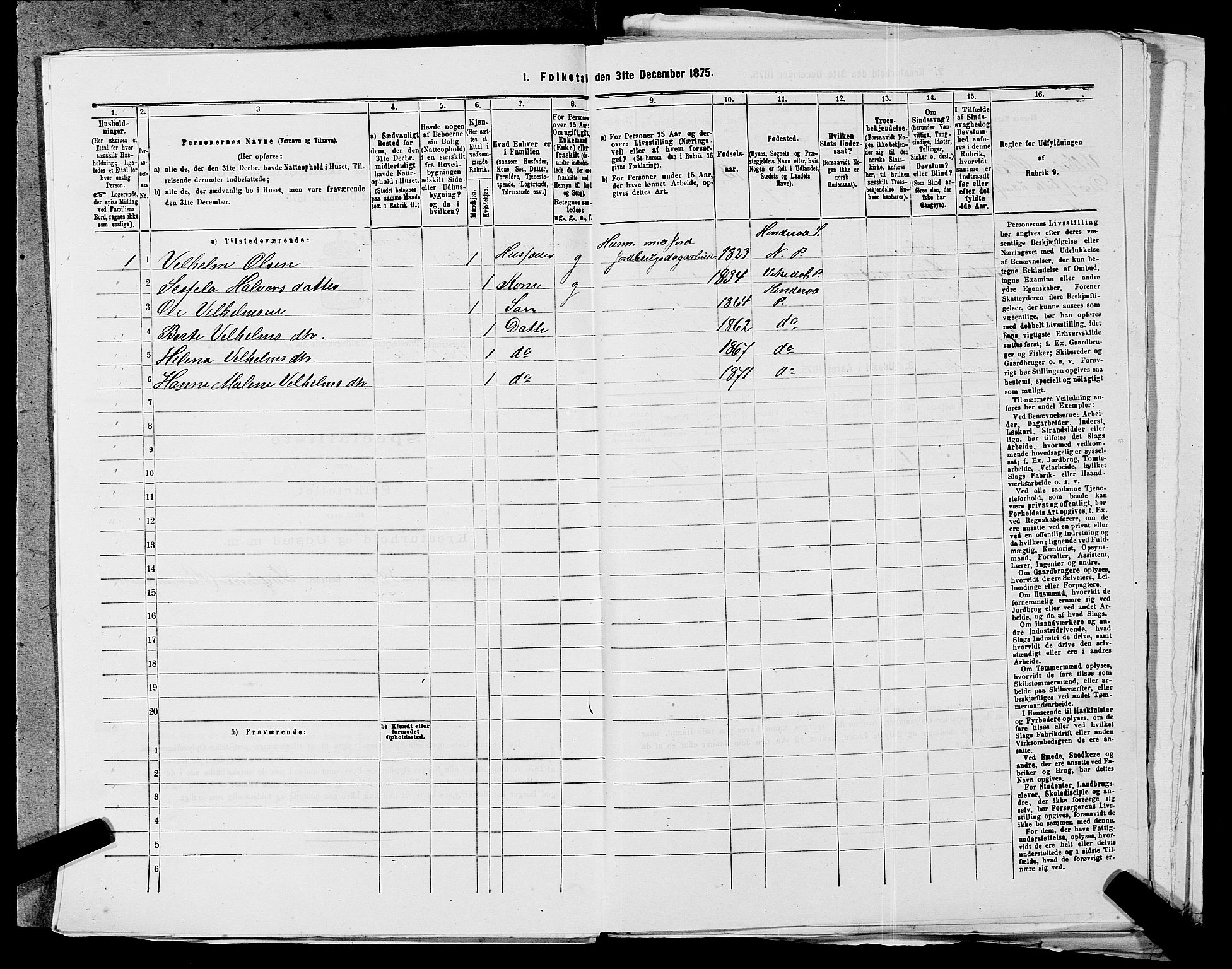 SAST, 1875 census for 1139P Nedstrand, 1875, p. 523