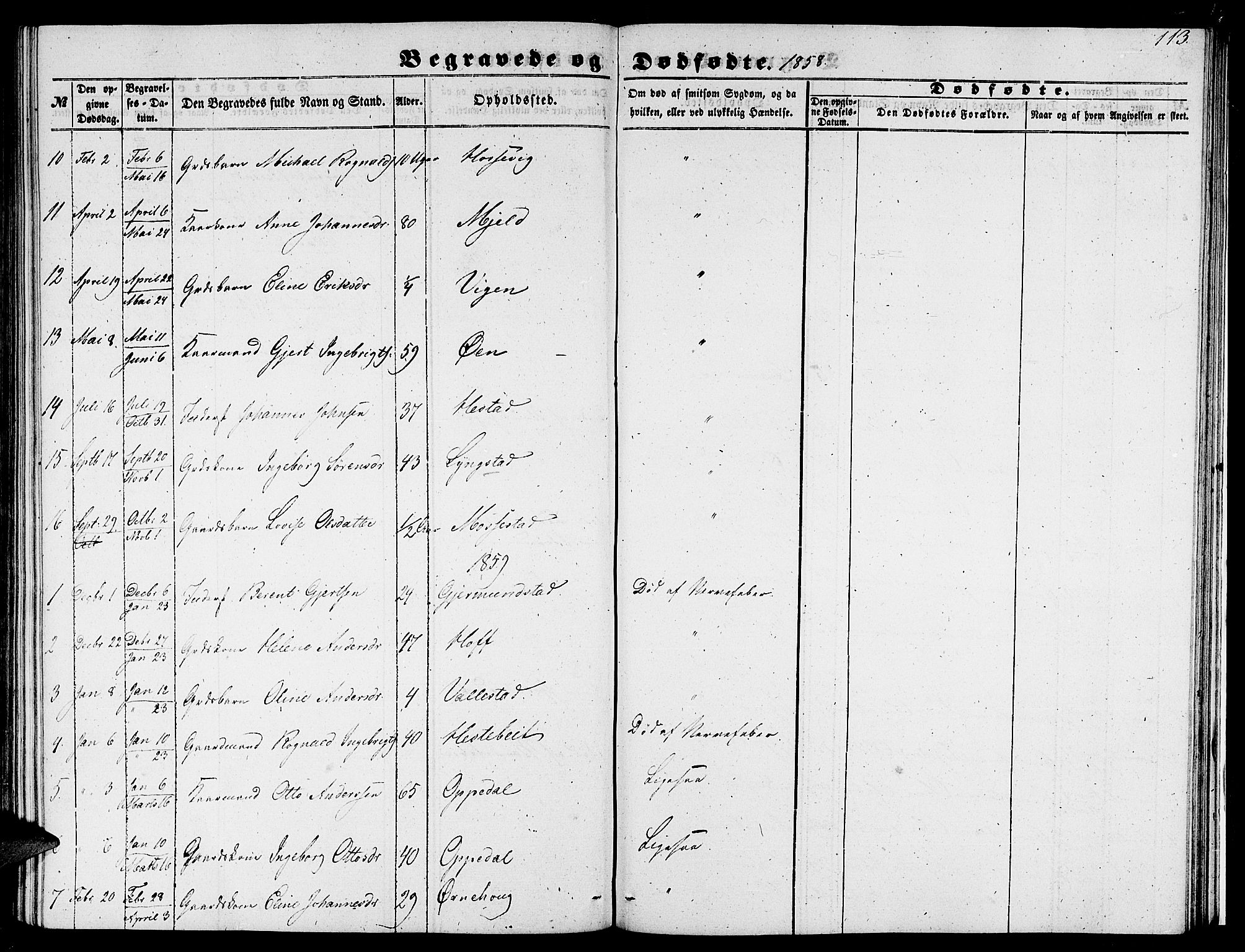 Gaular sokneprestembete, AV/SAB-A-80001/H/Hab: Parish register (copy) no. C 1, 1853-1877, p. 113