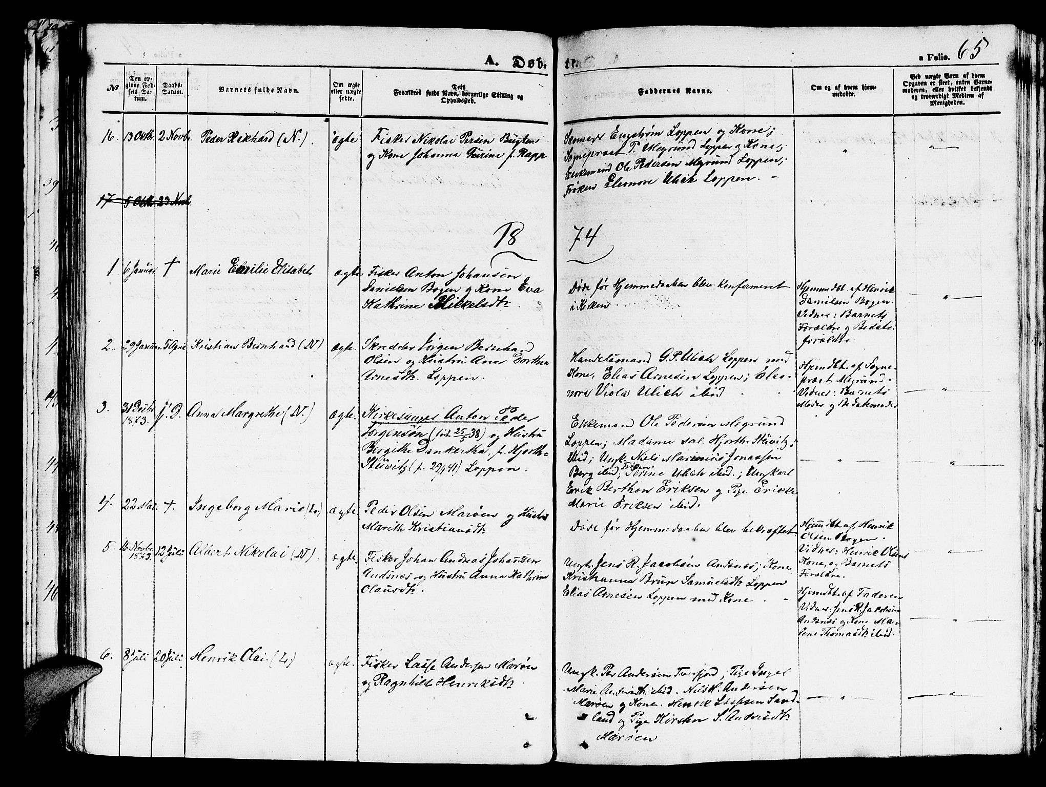 Loppa sokneprestkontor, SATØ/S-1339/H/Hb/L0002klokker: Parish register (copy) no. 2, 1850-1880, p. 65