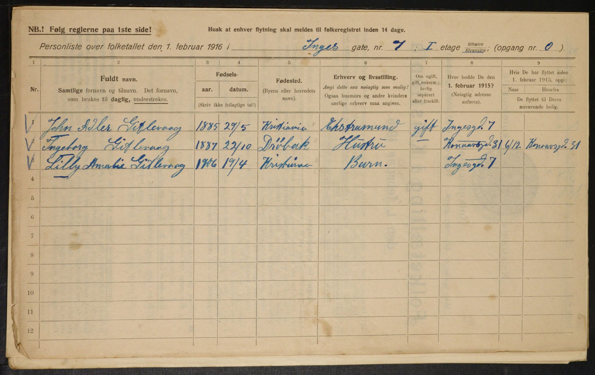 OBA, Municipal Census 1916 for Kristiania, 1916, p. 44873