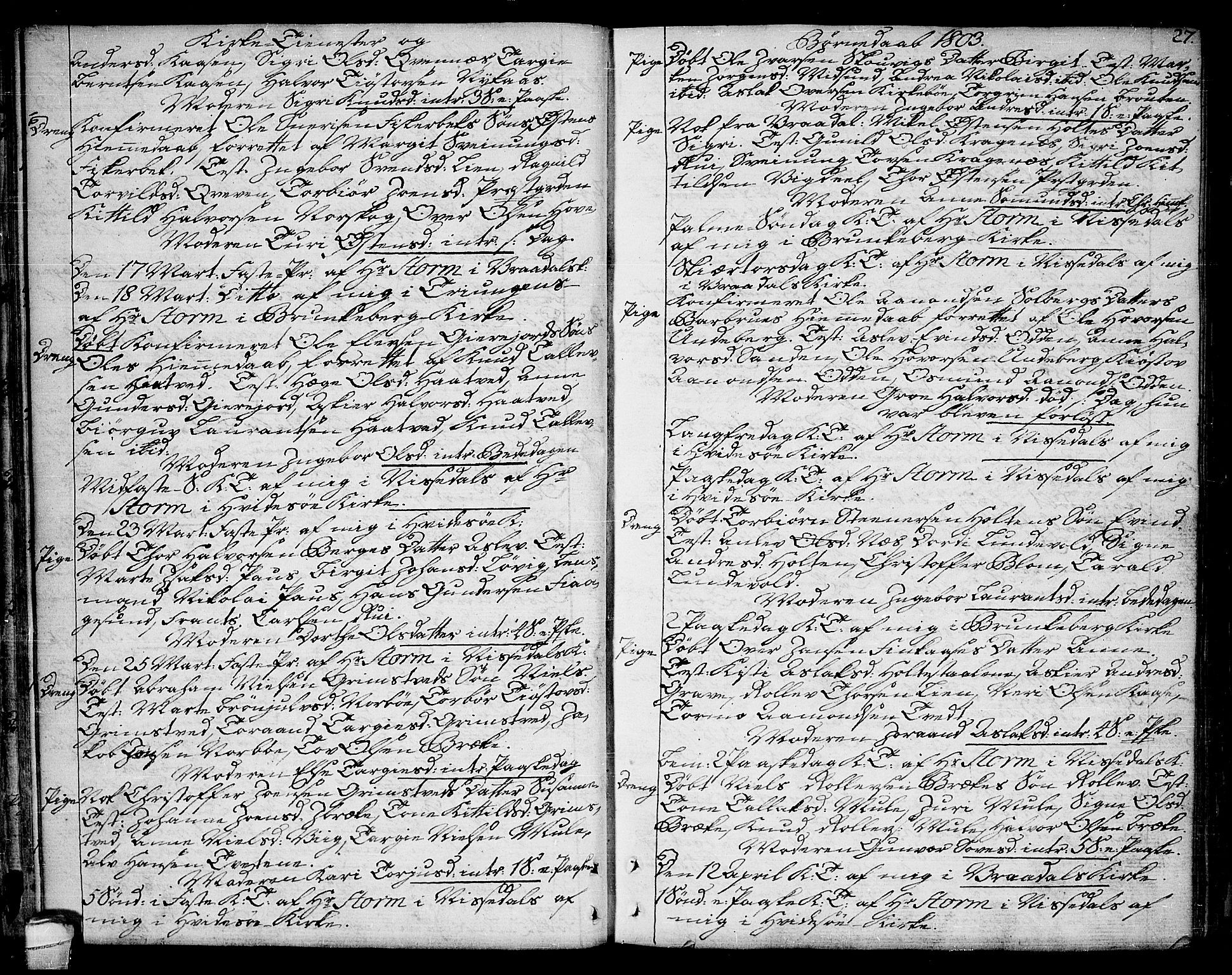 Kviteseid kirkebøker, AV/SAKO-A-276/F/Fa/L0004: Parish register (official) no. I 4, 1800-1814, p. 27