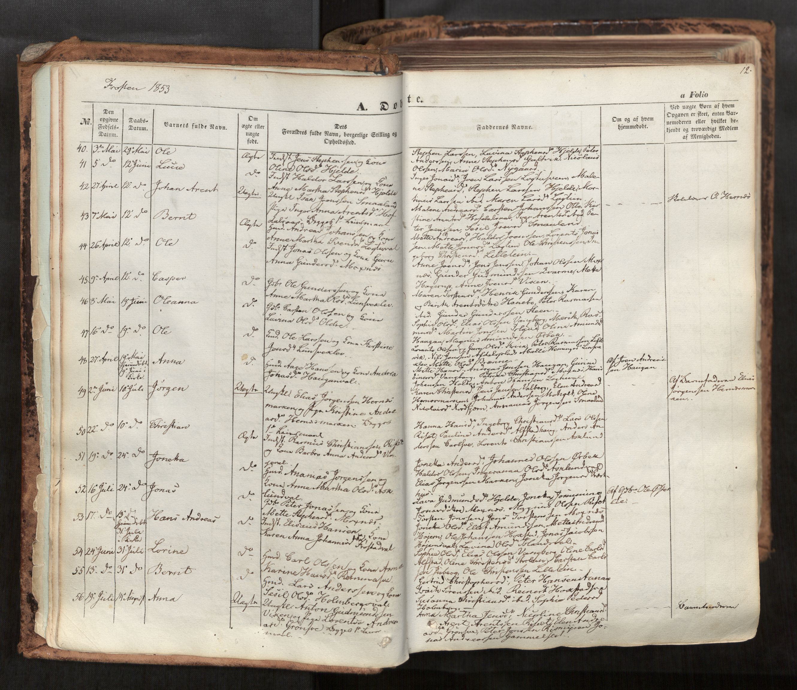 Ministerialprotokoller, klokkerbøker og fødselsregistre - Nord-Trøndelag, SAT/A-1458/713/L0116: Parish register (official) no. 713A07, 1850-1877, p. 12