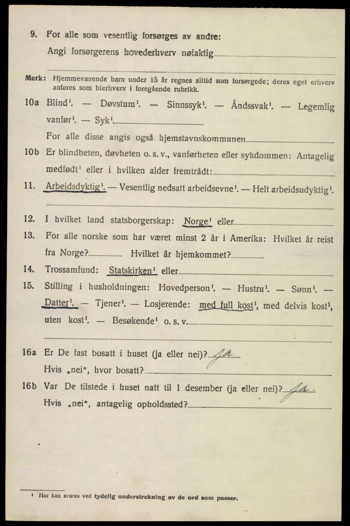 SAK, 1920 census for Herefoss, 1920, p. 939
