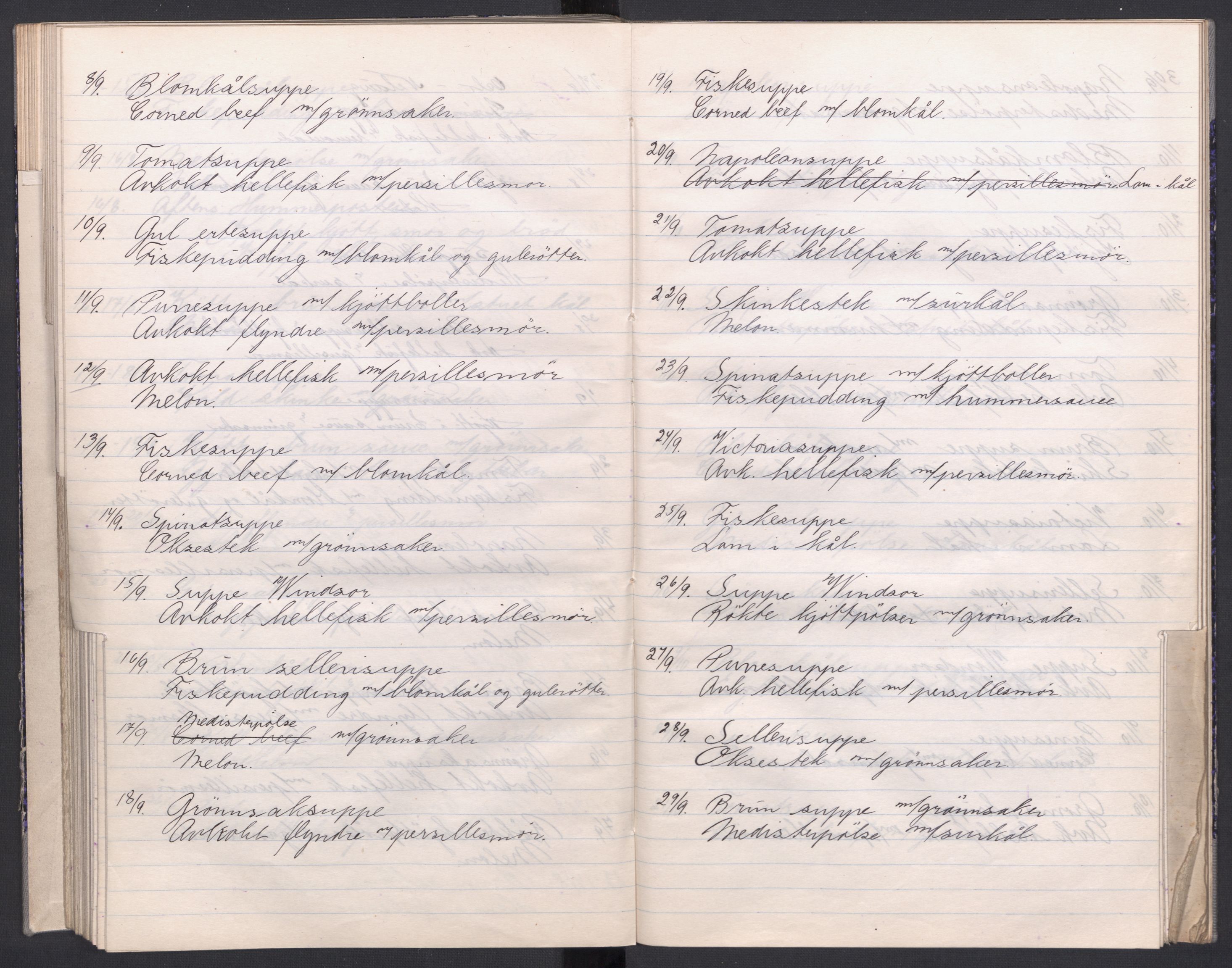 Norsk Spisevognselskap A/S, AV/RA-PA-1528/F/Fc/L0001/0001: -- / Meny, 1947