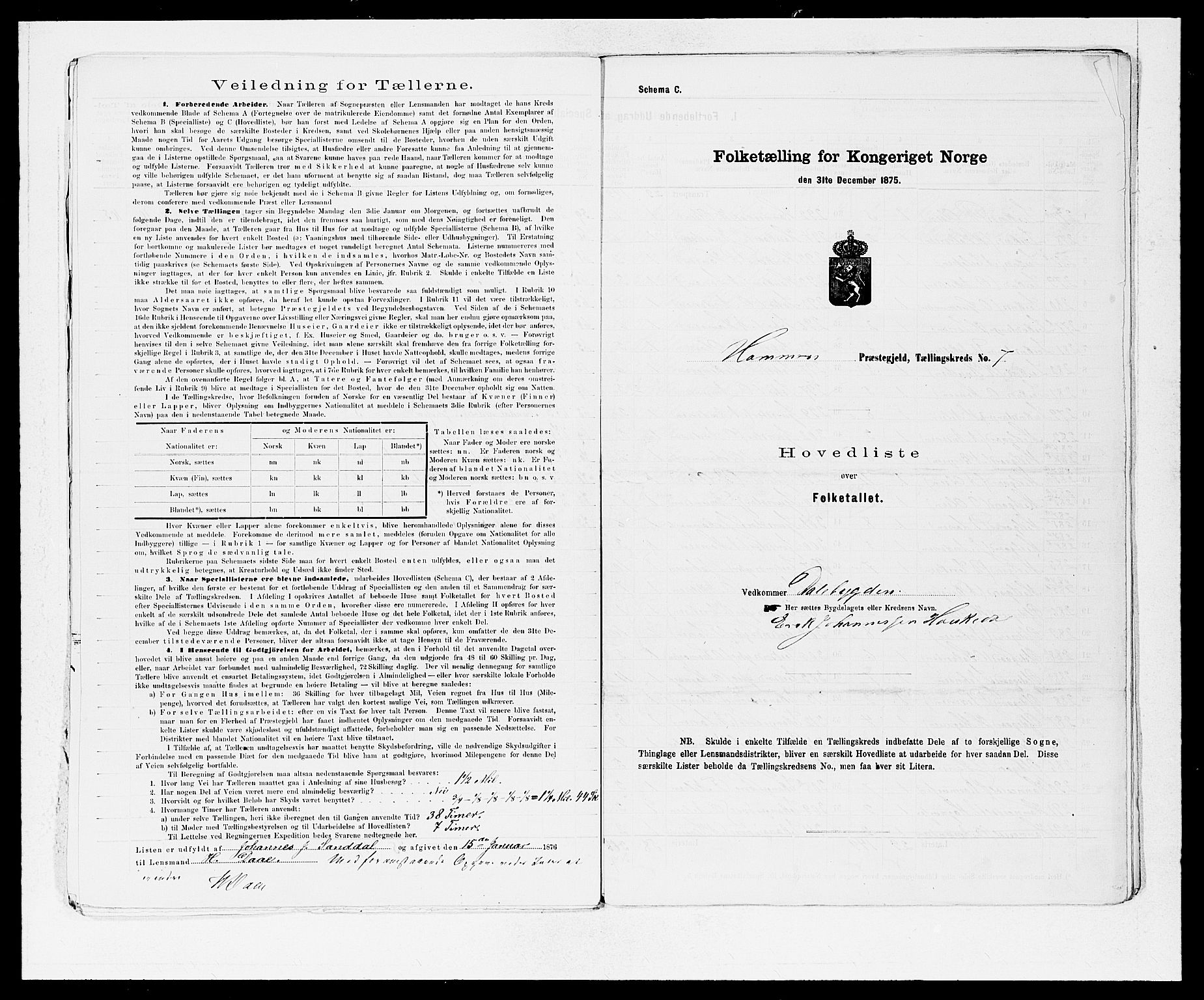 SAB, 1875 census for 1254P Hamre, 1875, p. 16