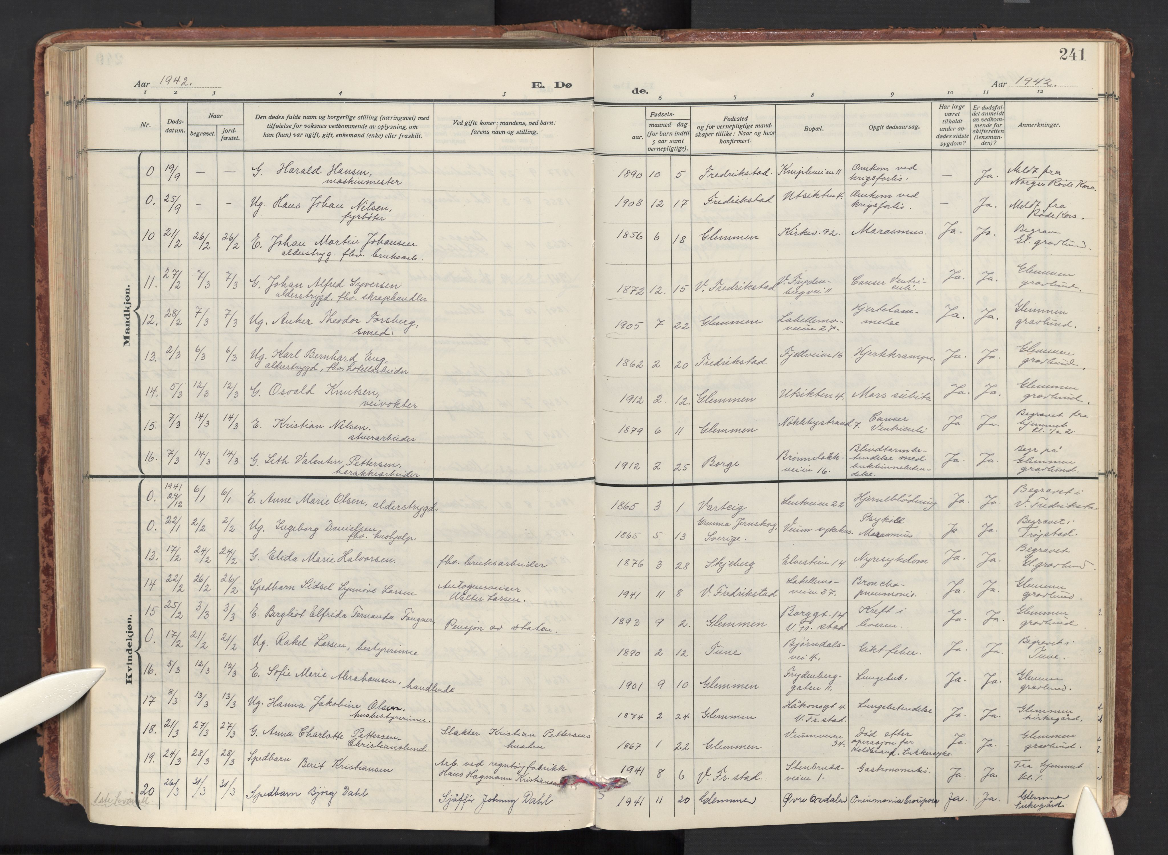 Glemmen prestekontor Kirkebøker, AV/SAO-A-10908/G/Ga/L0010: Parish register (copy) no. 10, 1928-1951, p. 241