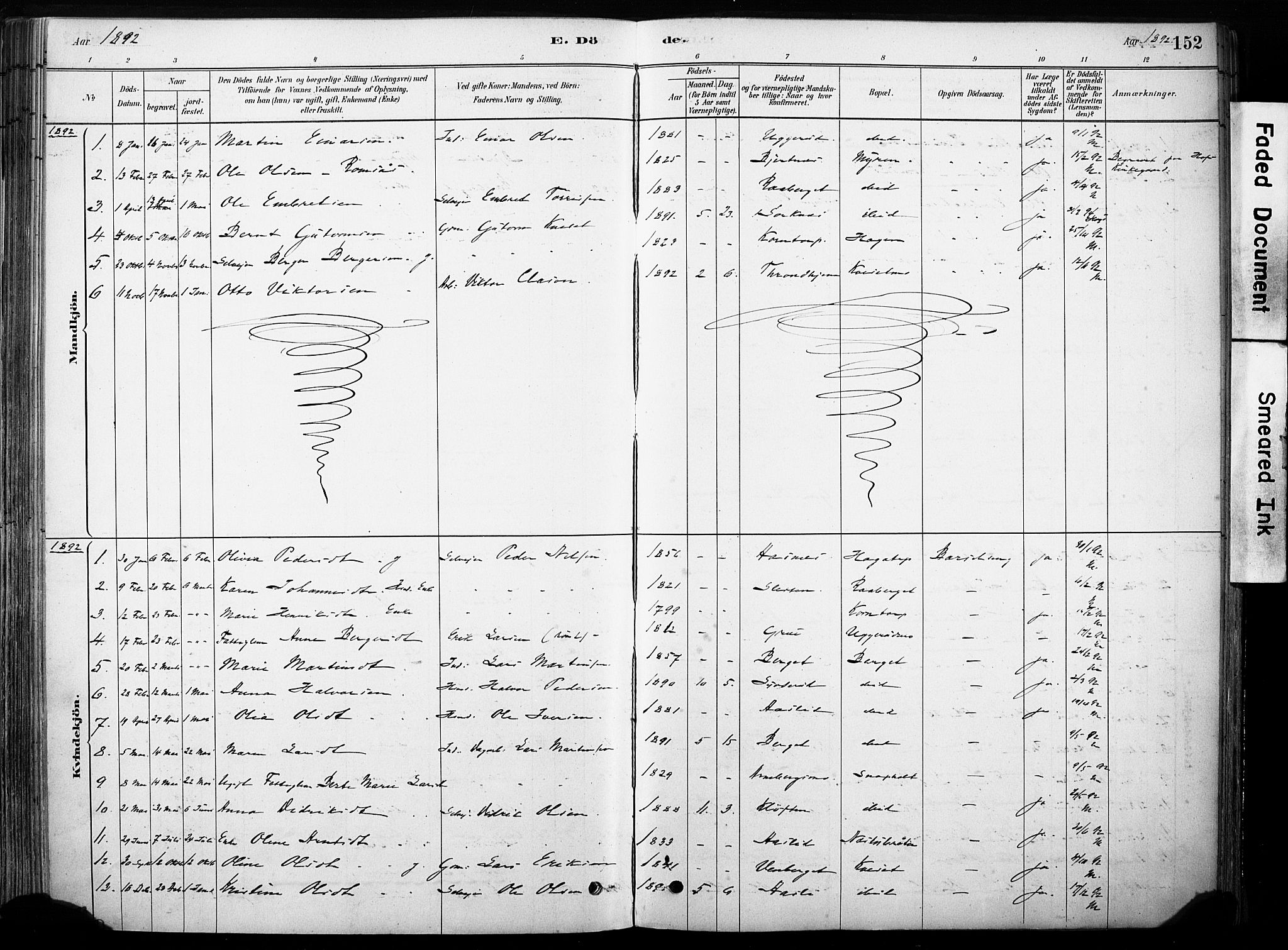 Hof prestekontor, AV/SAH-PREST-038/H/Ha/Haa/L0011: Parish register (official) no. 11, 1879-1911, p. 152