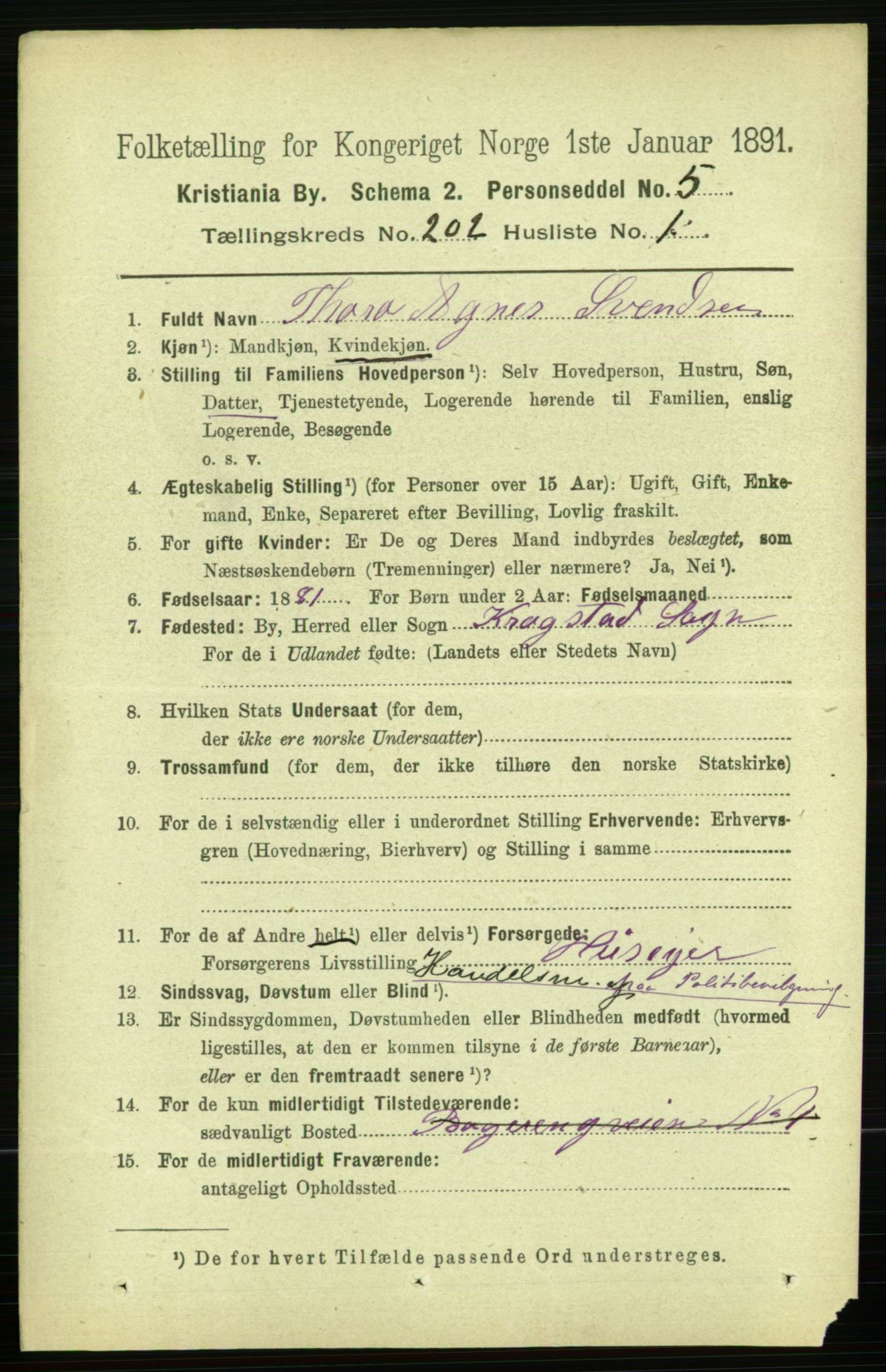 RA, 1891 census for 0301 Kristiania, 1891, p. 121525