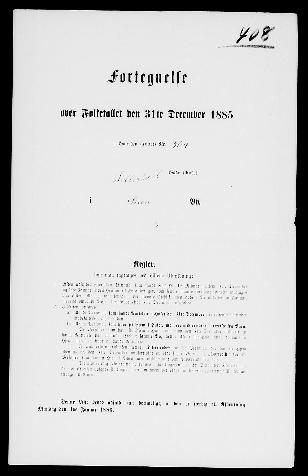 SAKO, 1885 census for 0806 Skien, 1885, p. 821