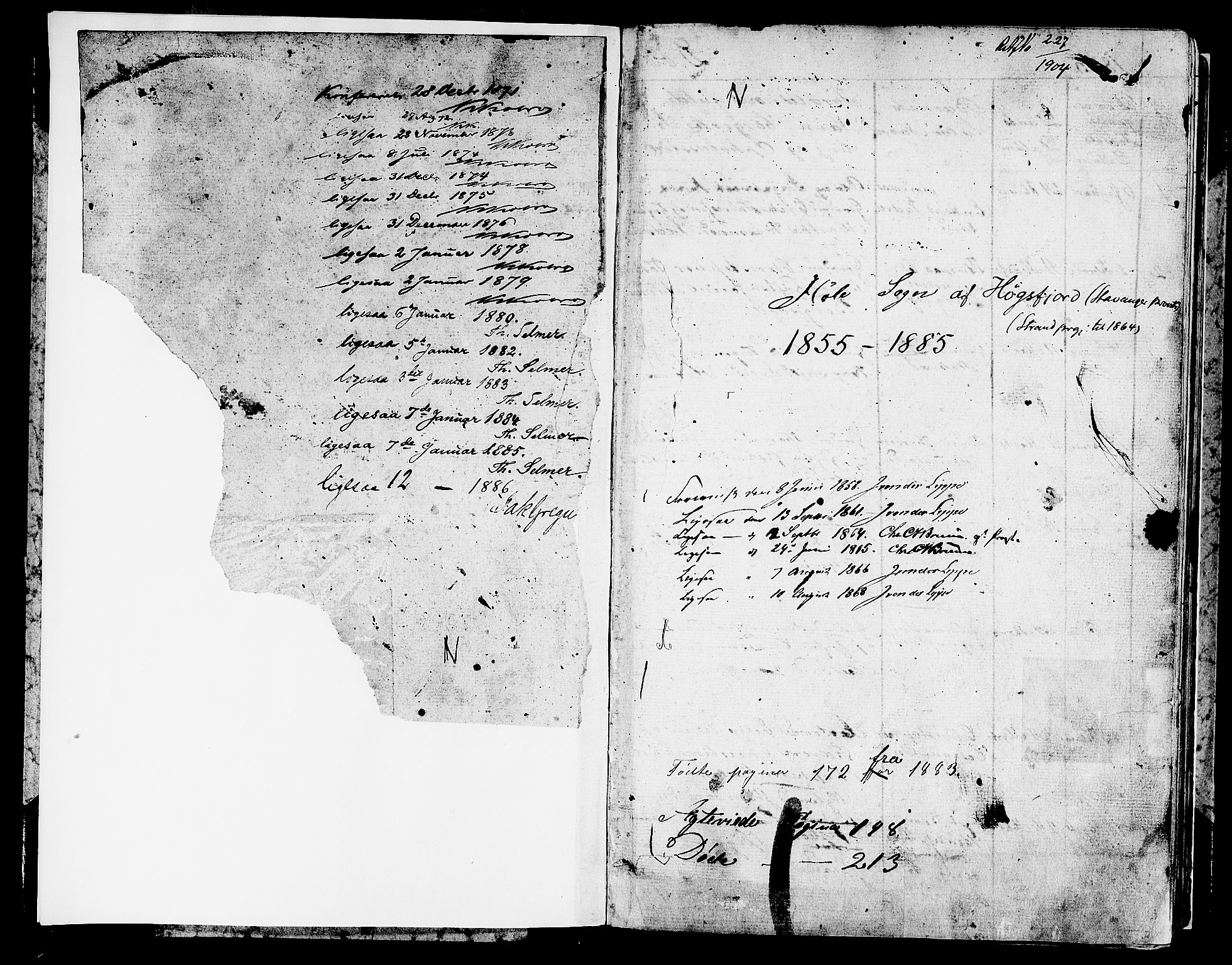 Høgsfjord sokneprestkontor, AV/SAST-A-101624/H/Ha/Hab/L0001: Parish register (copy) no. B 1, 1855-1885, p. 1