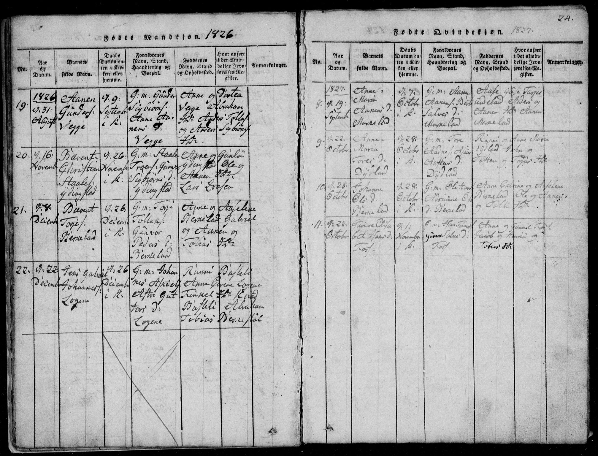 Lyngdal sokneprestkontor, AV/SAK-1111-0029/F/Fb/Fbb/L0001: Parish register (copy) no. B 1, 1816-1900, p. 24