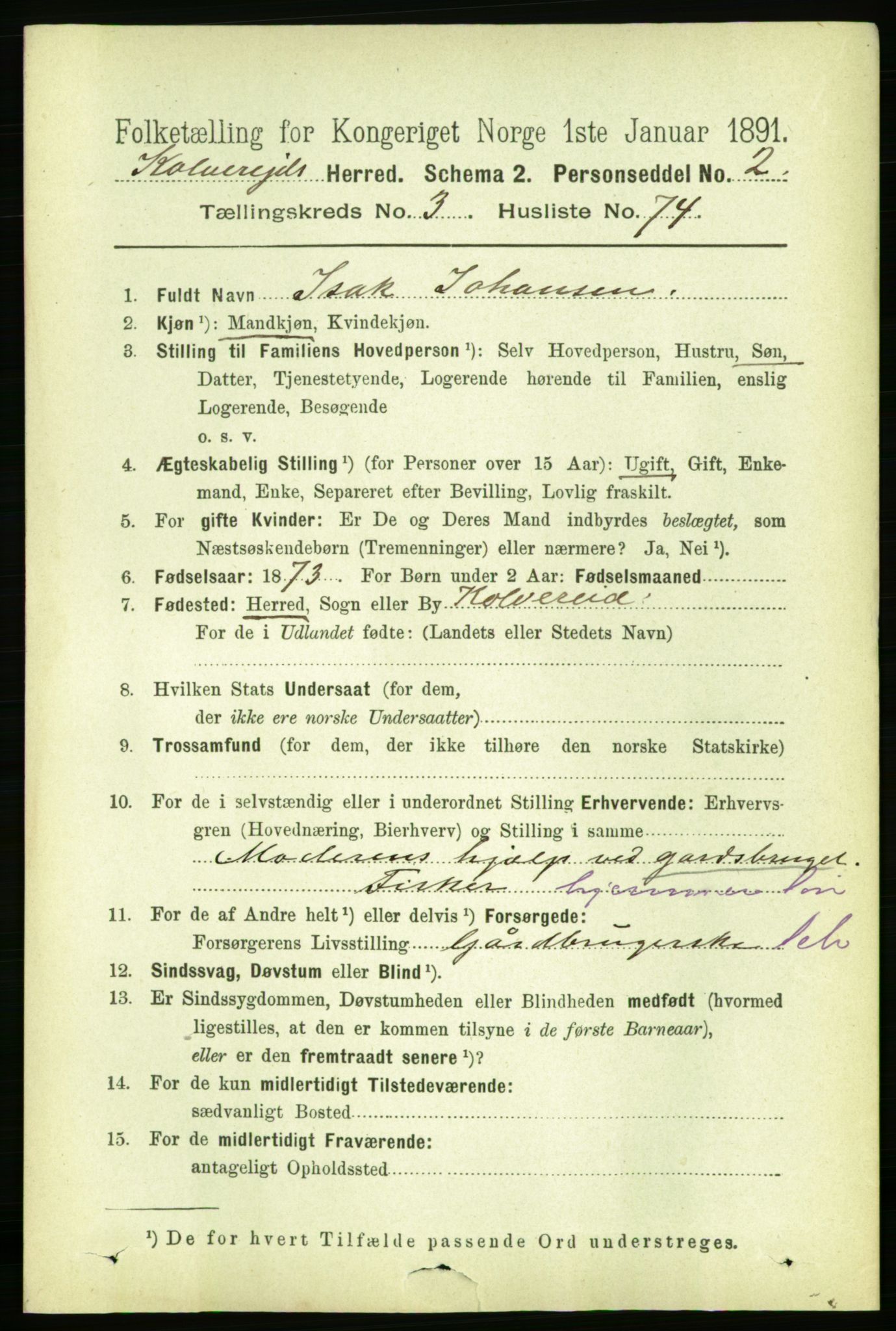 RA, 1891 census for 1752 Kolvereid, 1891, p. 1355