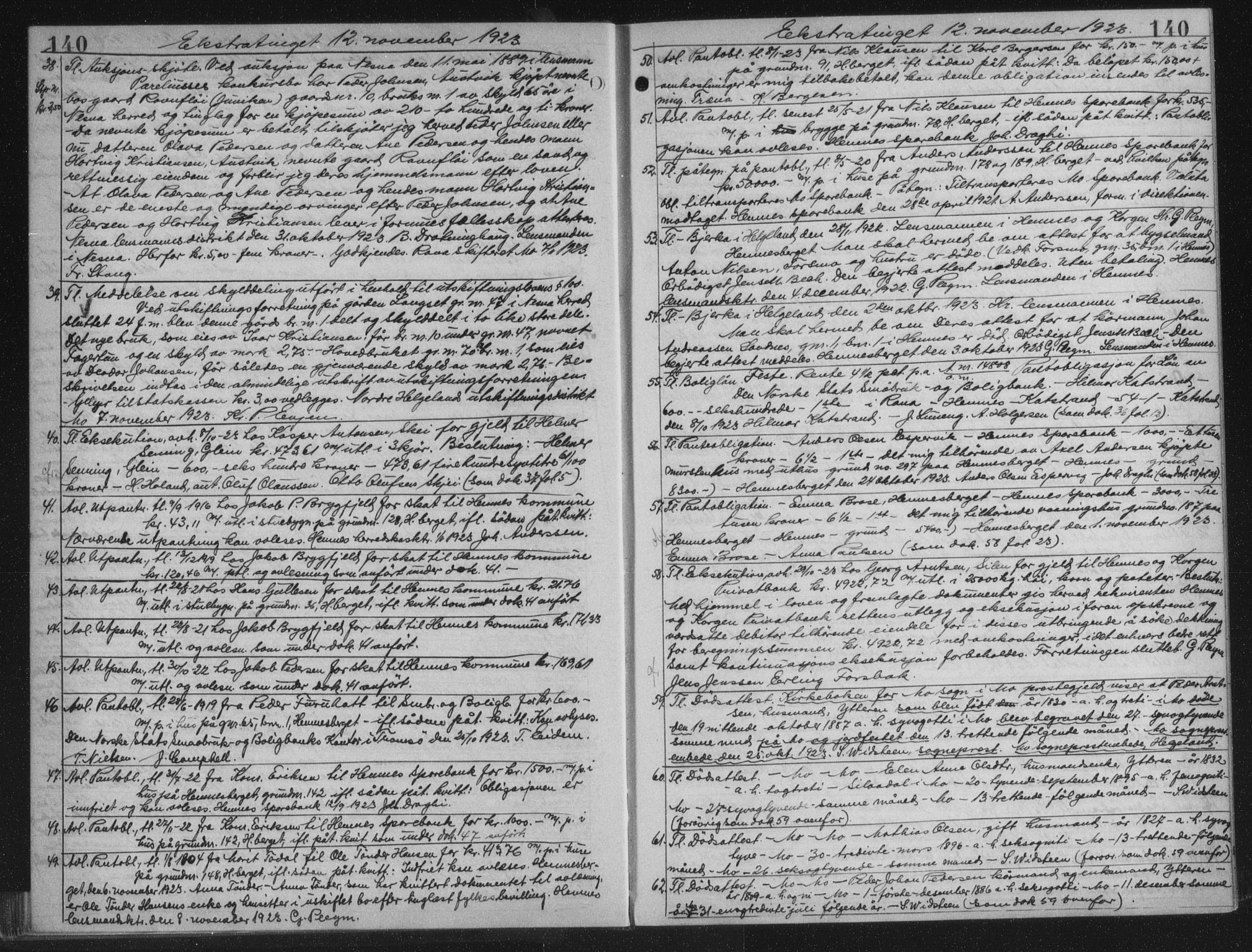 Rana sorenskriveri , AV/SAT-A-1108/1/2/2C/L0018: Mortgage book no. 18, 1923-1928, p. 140, Deed date: 12.11.1923
