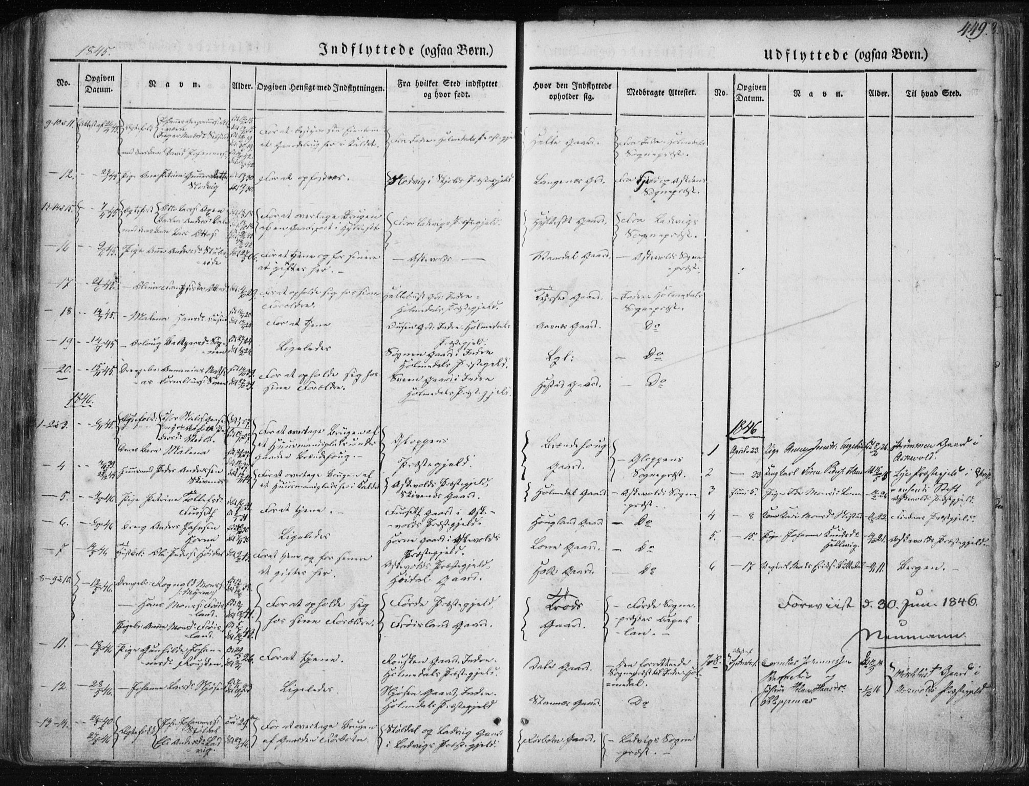 Fjaler sokneprestembete, AV/SAB-A-79801/H/Haa/Haaa/L0006: Parish register (official) no. A 6, 1835-1884, p. 449