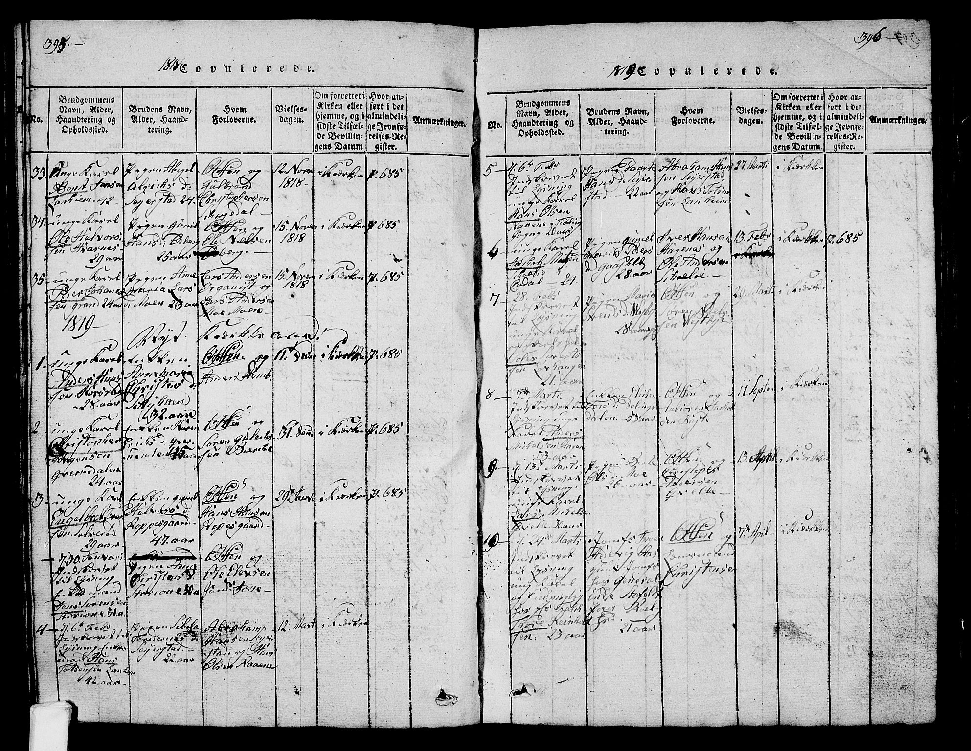 Hedrum kirkebøker, SAKO/A-344/G/Ga/L0003: Parish register (copy) no. I 3, 1817-1835, p. 395-396