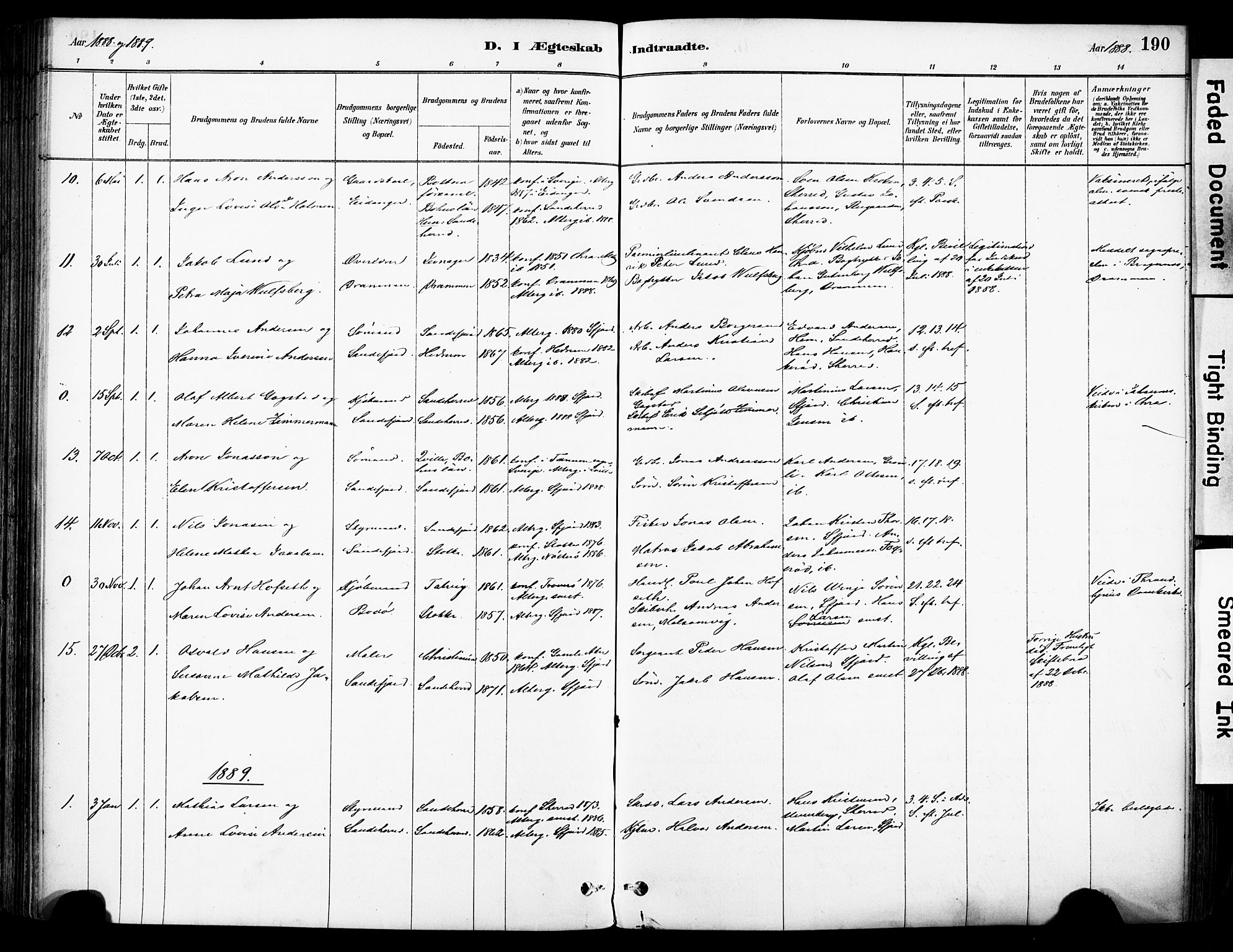 Sandefjord kirkebøker, SAKO/A-315/F/Fa/L0002: Parish register (official) no. 2, 1880-1894, p. 190