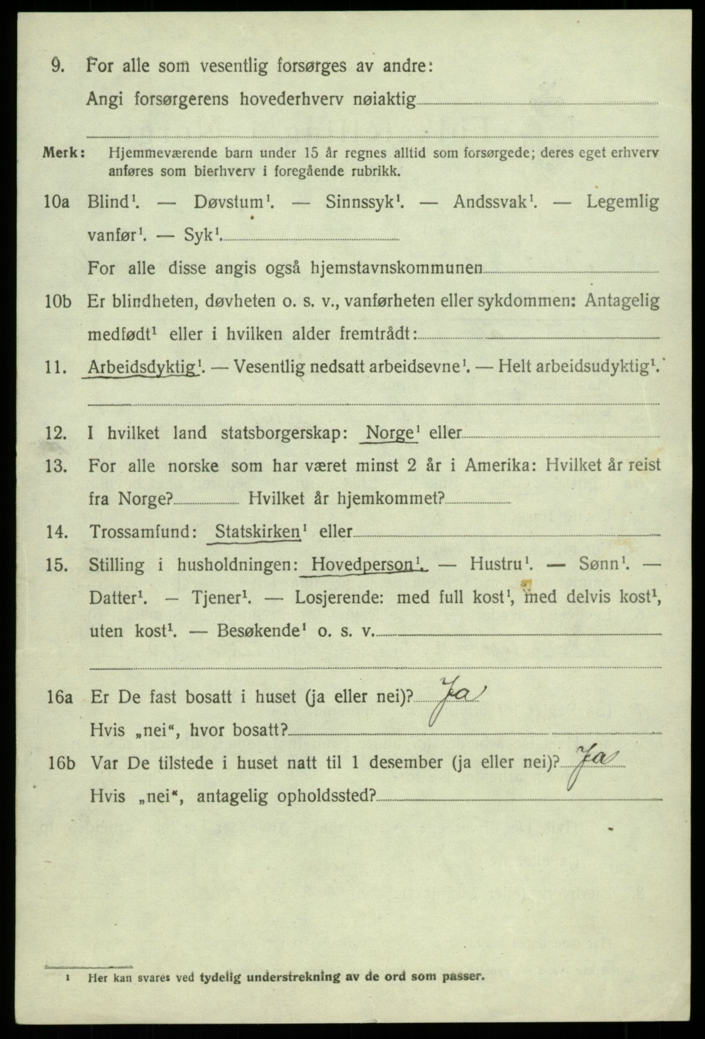 SAB, 1920 census for Austevoll, 1920, p. 3155