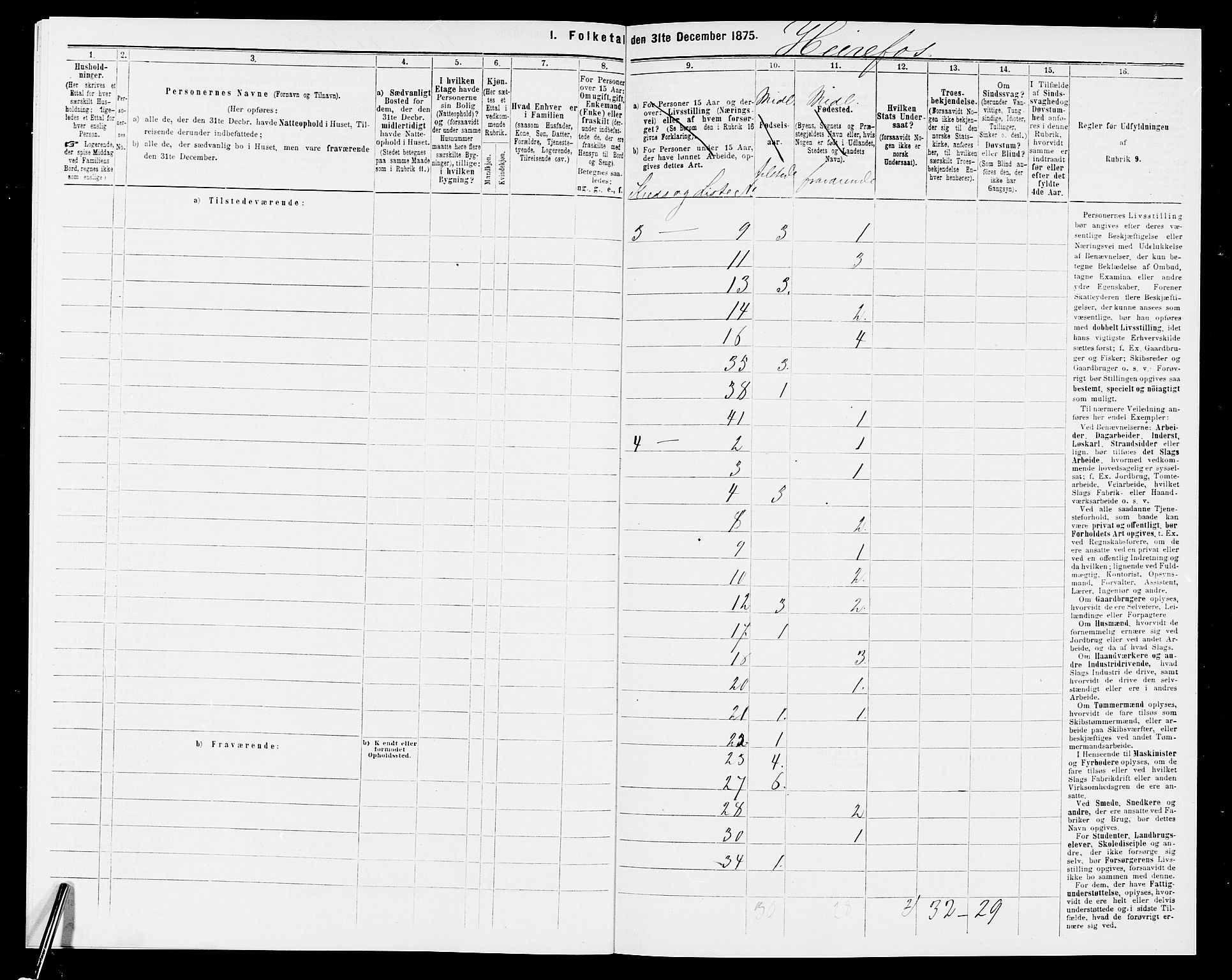 SAK, 1875 census for 0933P Herefoss, 1875, p. 15