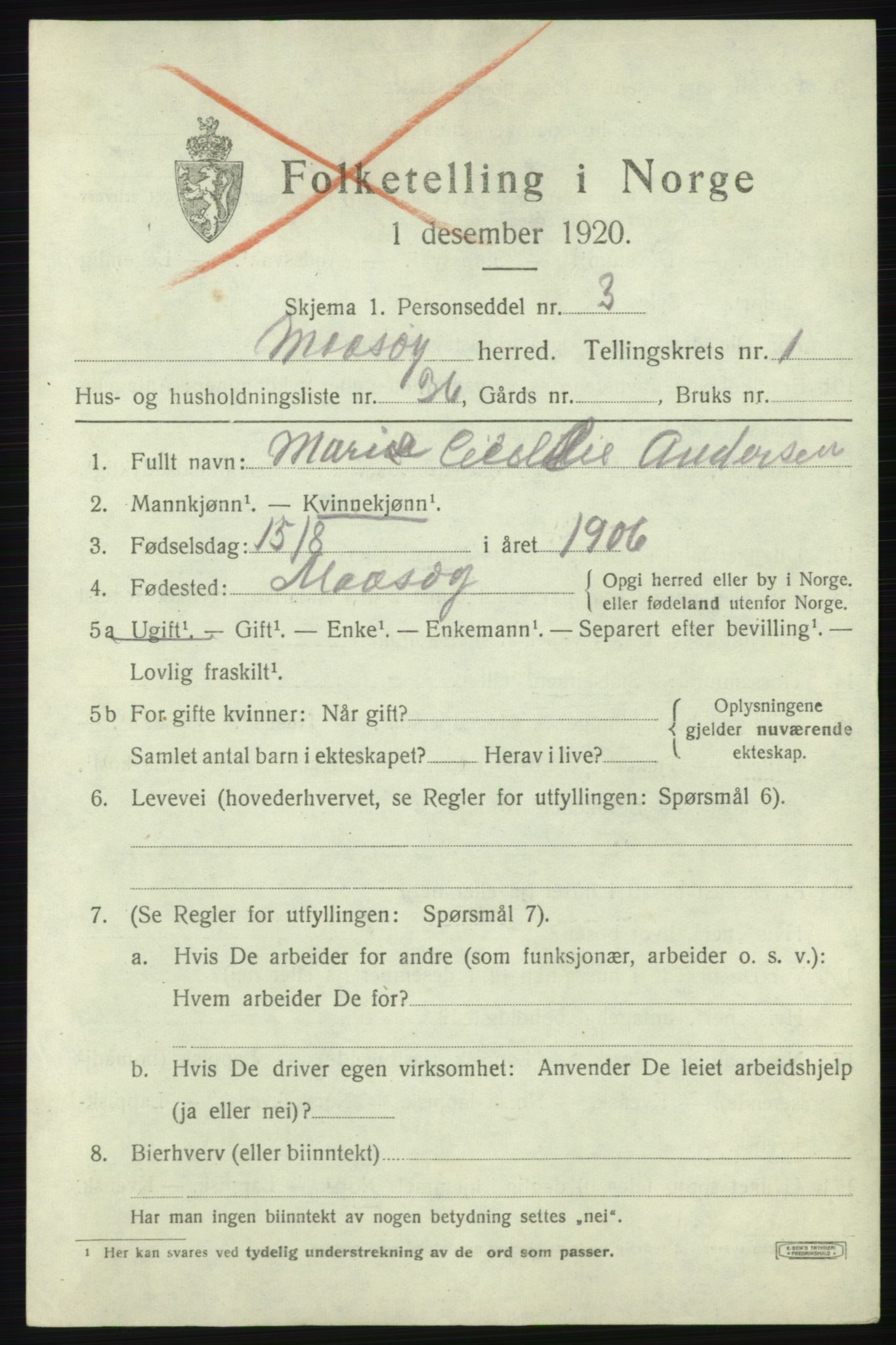 SATØ, 1920 census for Måsøy, 1920, p. 1218