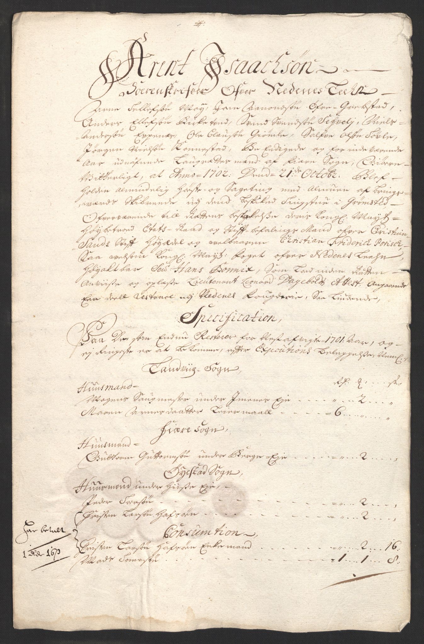 Rentekammeret inntil 1814, Reviderte regnskaper, Fogderegnskap, AV/RA-EA-4092/R39/L2316: Fogderegnskap Nedenes, 1702-1703, p. 144