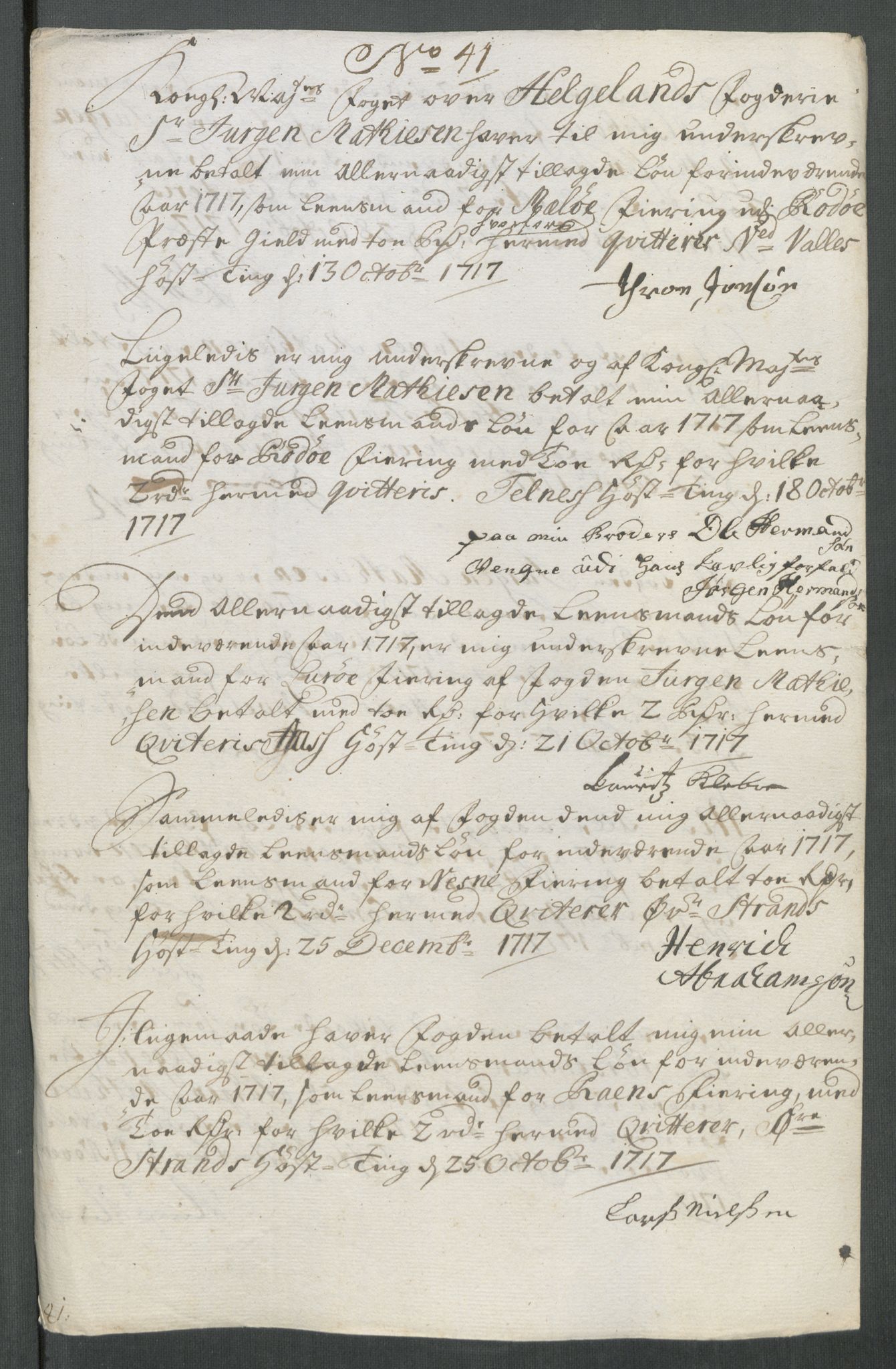 Rentekammeret inntil 1814, Reviderte regnskaper, Fogderegnskap, RA/EA-4092/R65/L4515: Fogderegnskap Helgeland, 1717, p. 320