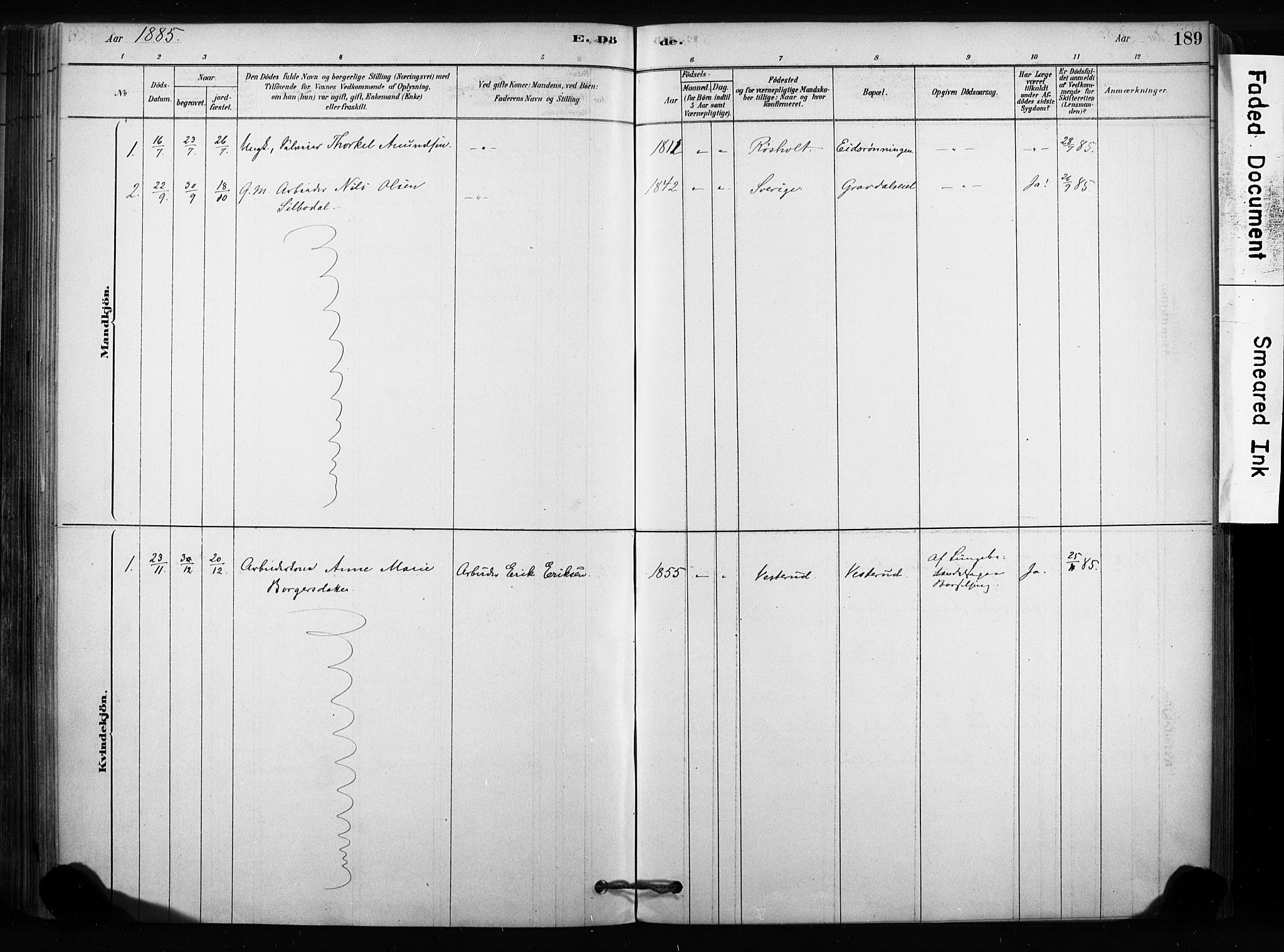 Sandsvær kirkebøker, SAKO/A-244/F/Fc/L0001: Parish register (official) no. III 1, 1878-1923, p. 189
