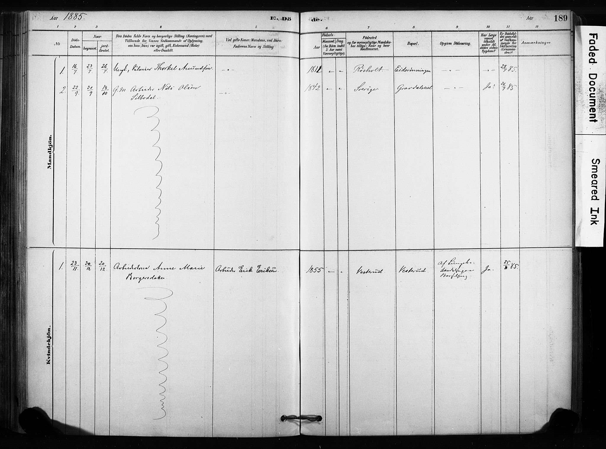 Sandsvær kirkebøker, AV/SAKO-A-244/F/Fc/L0001: Parish register (official) no. III 1, 1878-1923, p. 189